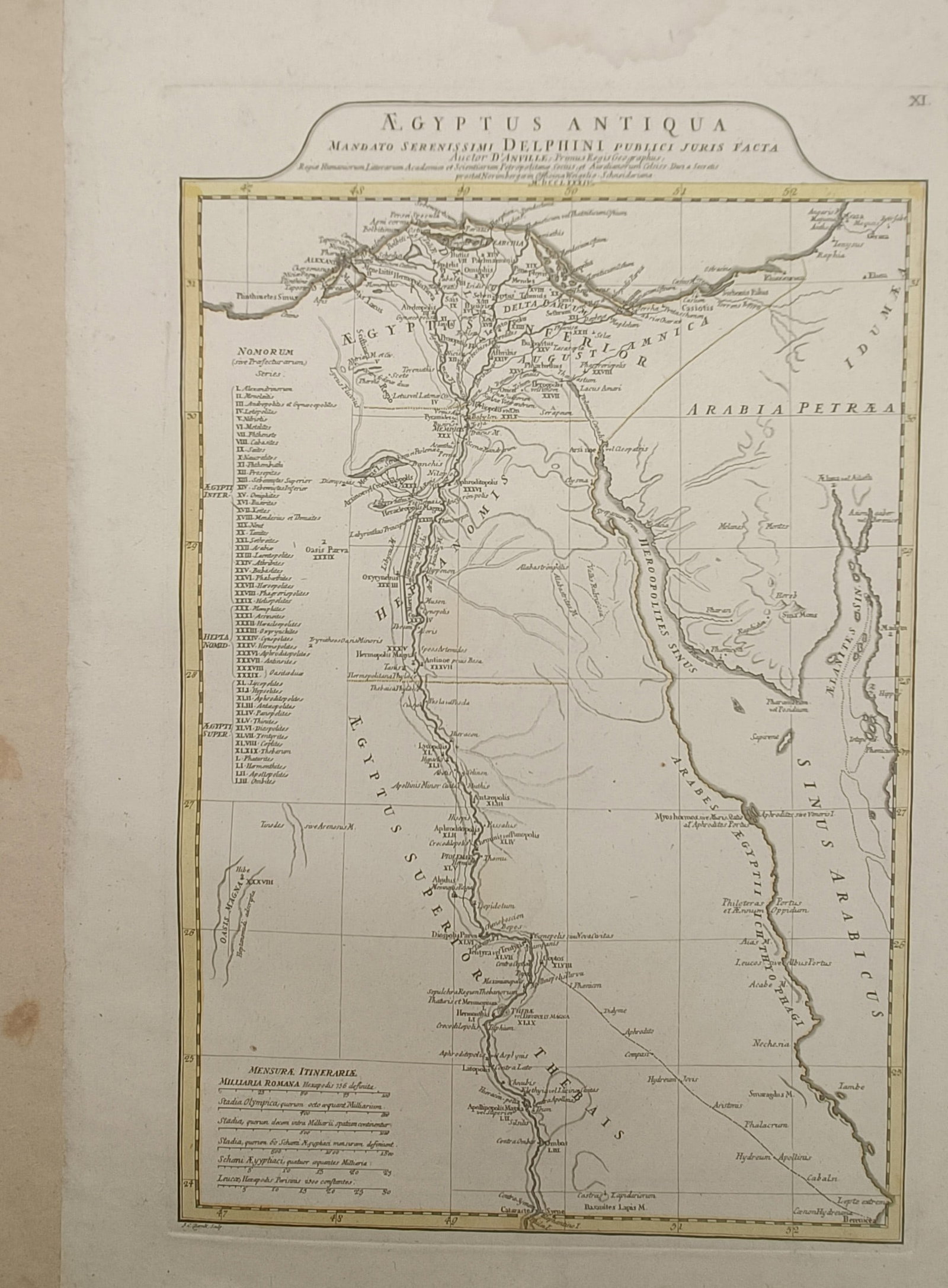 Jean-Baptiste Bourguignon d'Anville – Map of Ancient Egypt – Engraving (18th Century) (1 of 2)