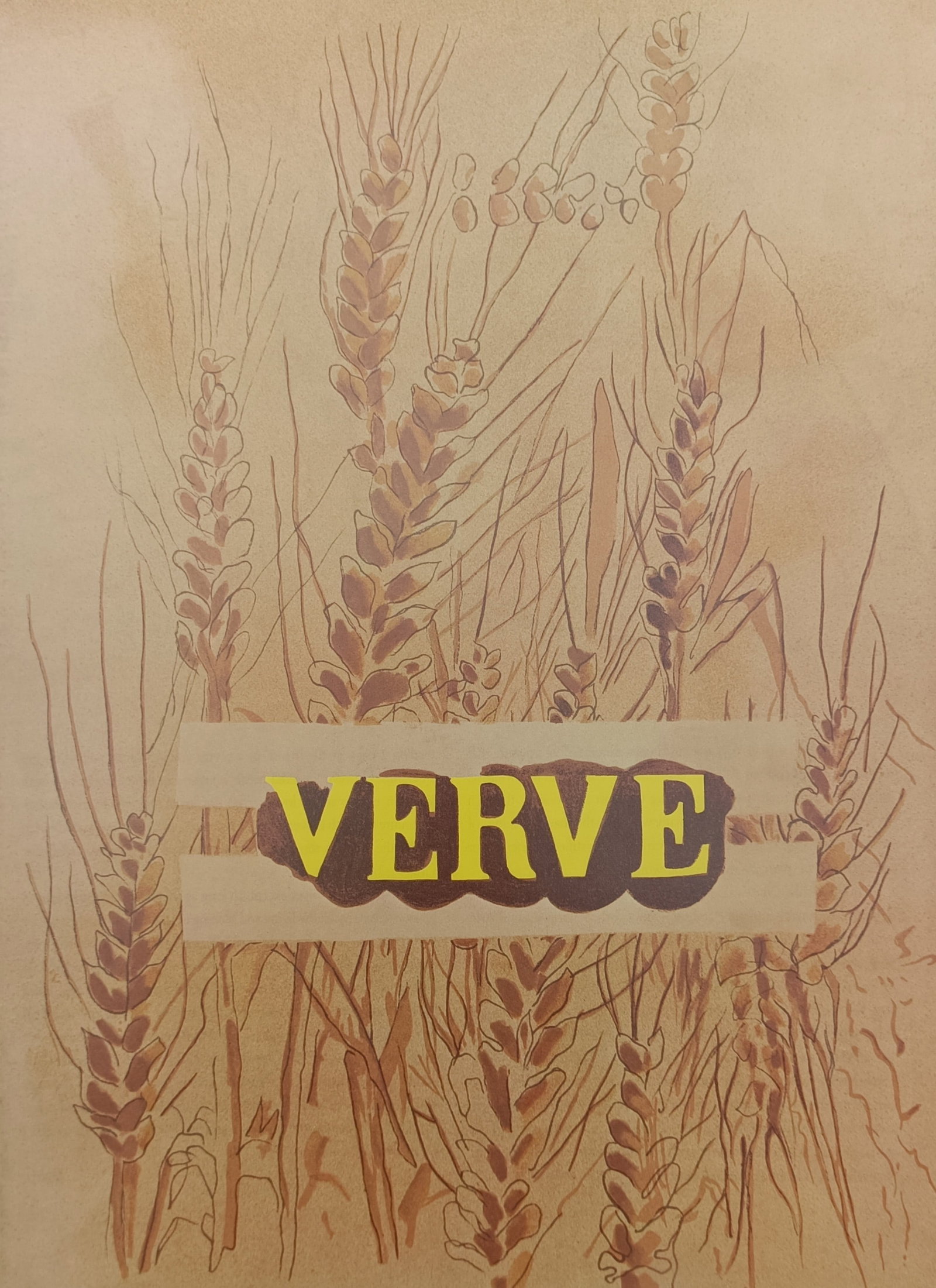 Georges Braque,after – Verve Wheat Field Cover – Offset print (20th Century): "Verve" features an atmospheric modernist composition depicting upright stalks of wheat rendered in warm earth tones behind prominent cover typography. The artwork highlights the artist's graphic desi