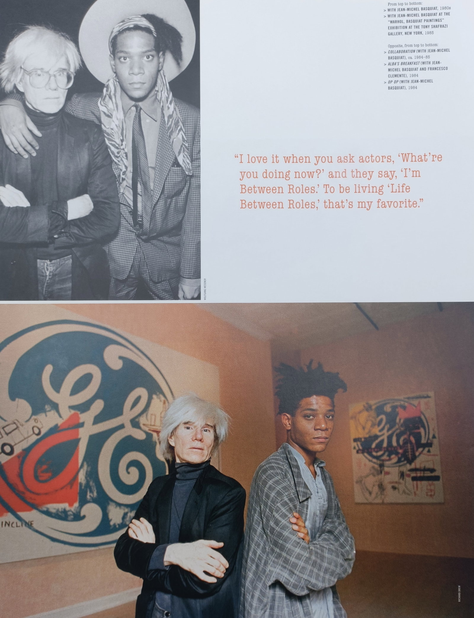 Andy Warhol – Andy Warhol and Jean-Michel Basquiat – Offset lithographic reproduction (2006): "Andy Warhol and Jean-Michel Basquiat" presents a visual layout featuring photographic portraits and commentary documenting the artistic collaboration between the two modern art icons in the 1980s. Th