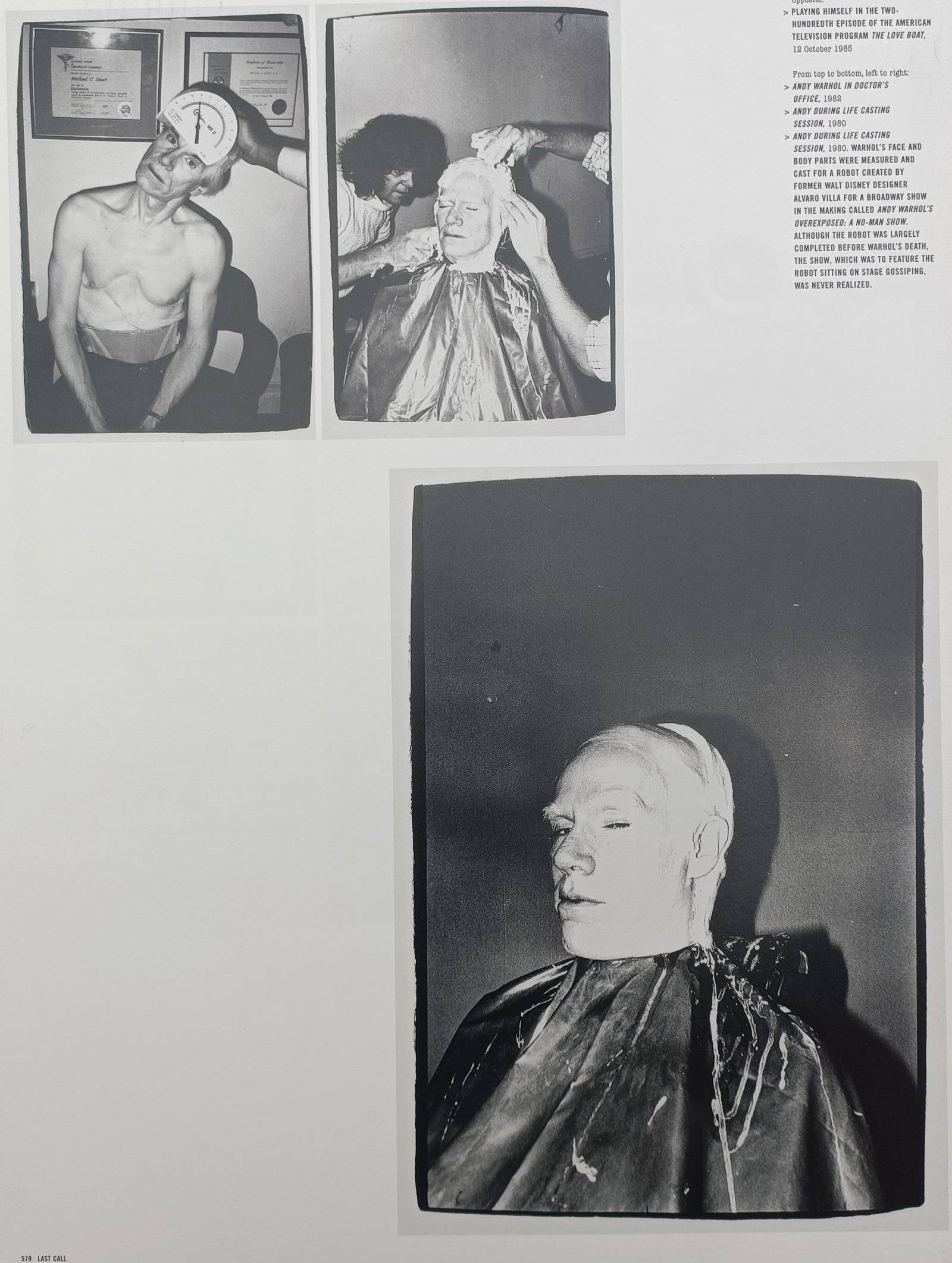 Andy Warhol – Life Casting and Documentation Photographs – Offset lithographic reproduction: "Life Casting and Documentation Photographs" presents a photographic survey documenting the artist during medical assessments and facial life-mask casting sessions. This print was published by Phaidon