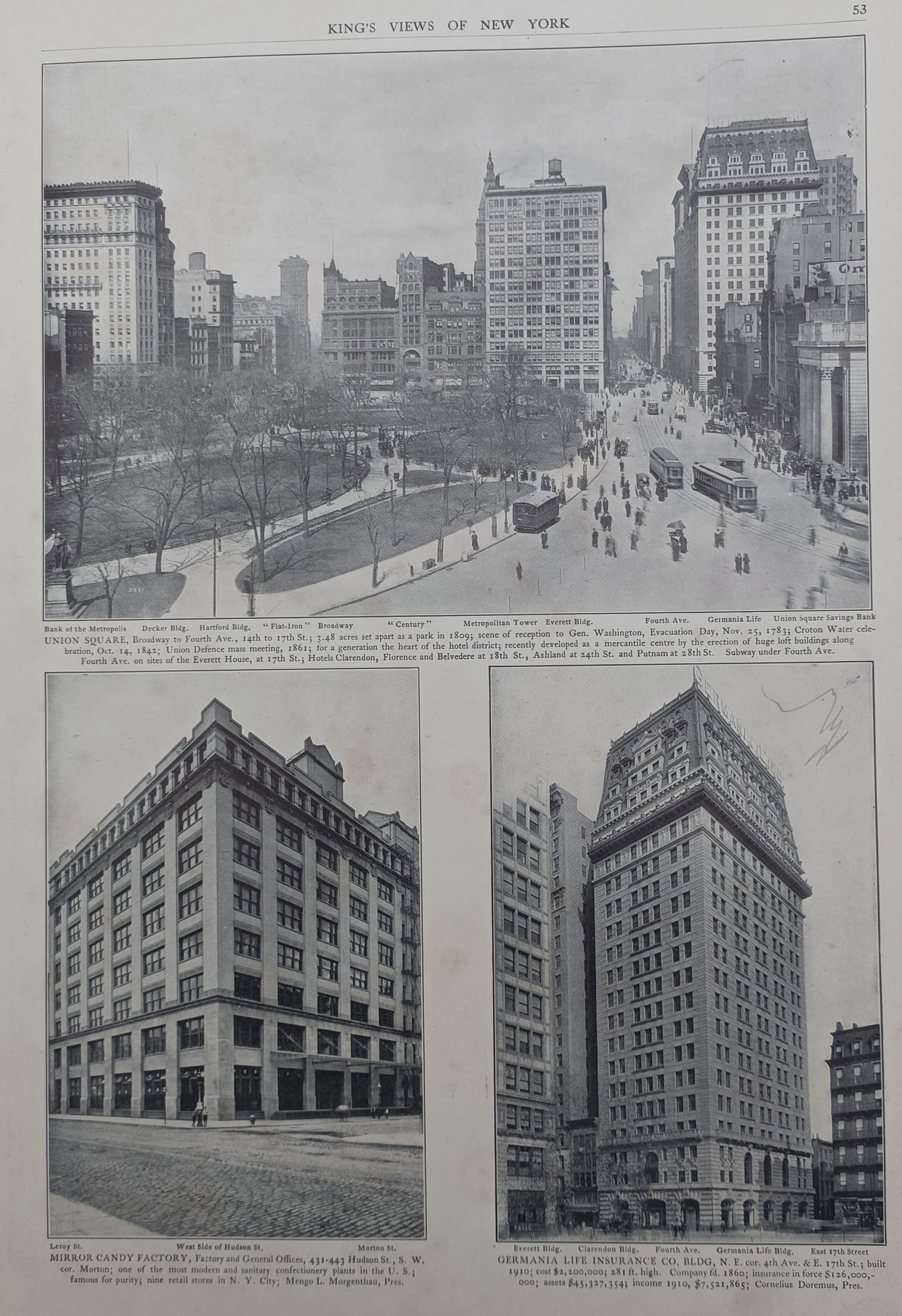 Moses King – Union Square and Commercial Buildings – Photomechanical print (1908) (1 of 2)