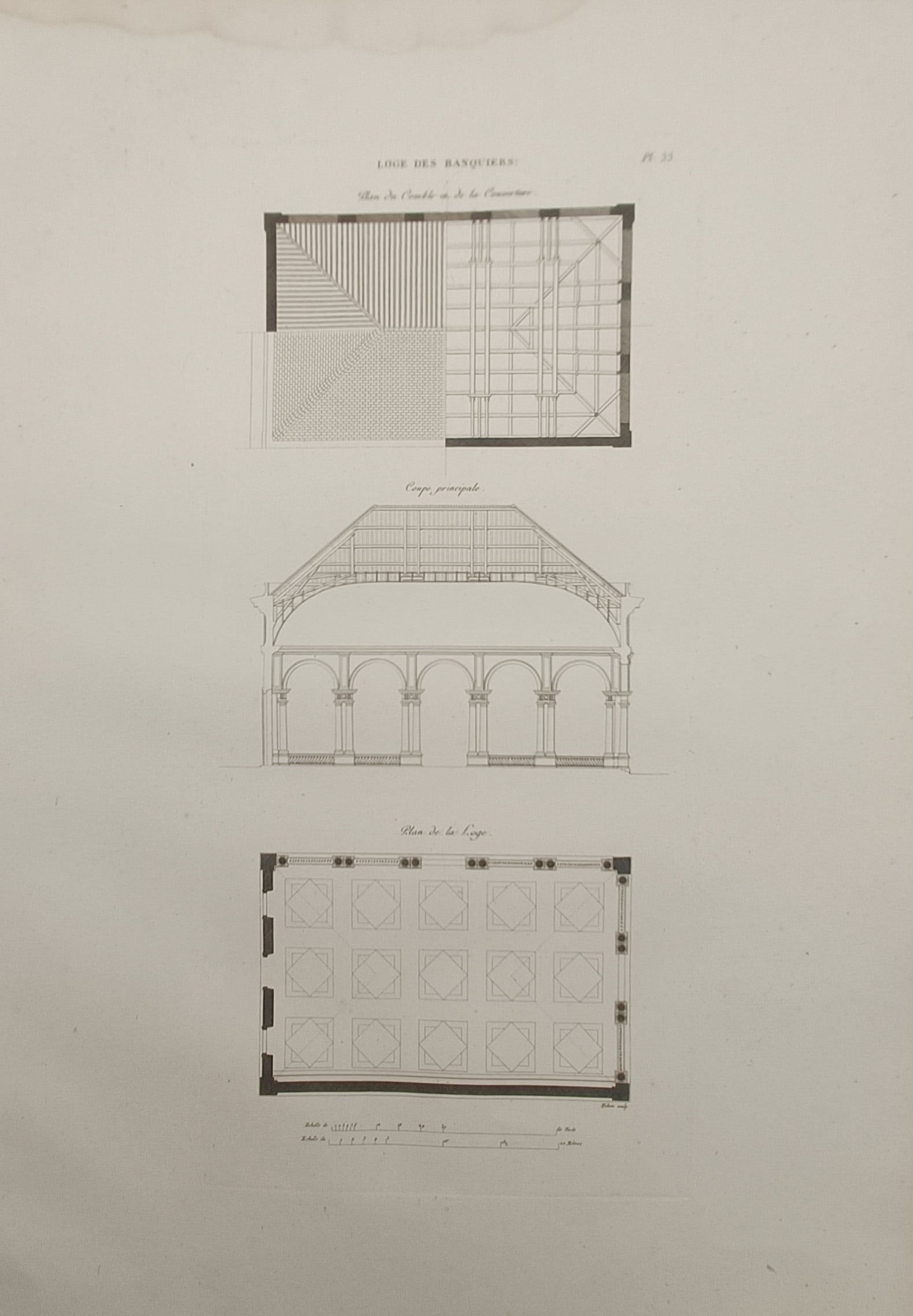 Martin-Pierre Gauthier – Architectural Study of the Bankers' Loggia in Genoa – Engraving (1 of 2)