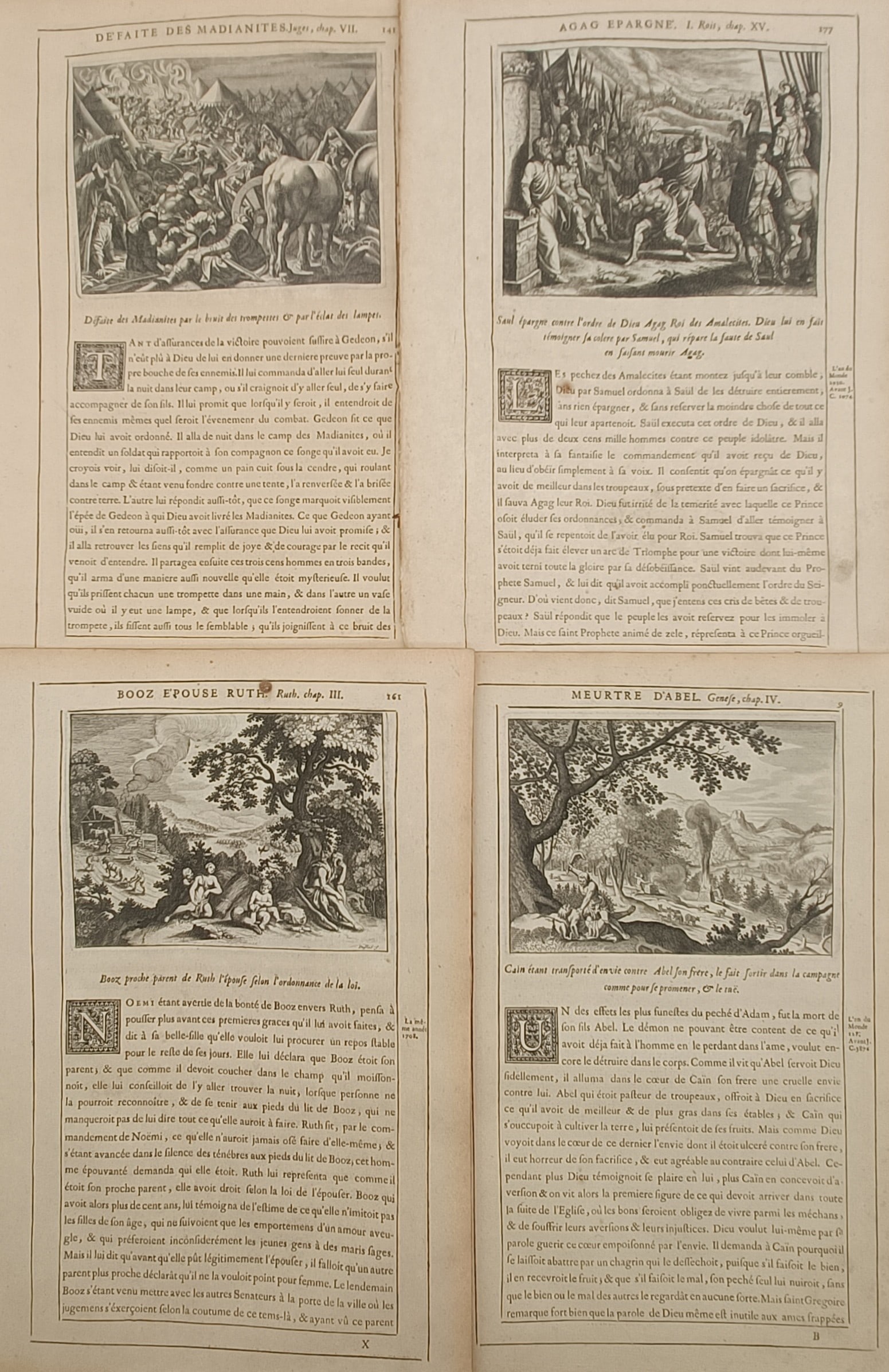 Nicolas Fontaine – Set of 4: Old Testament Biblical Narratives – Engravings (17th Century) (1 of 2)