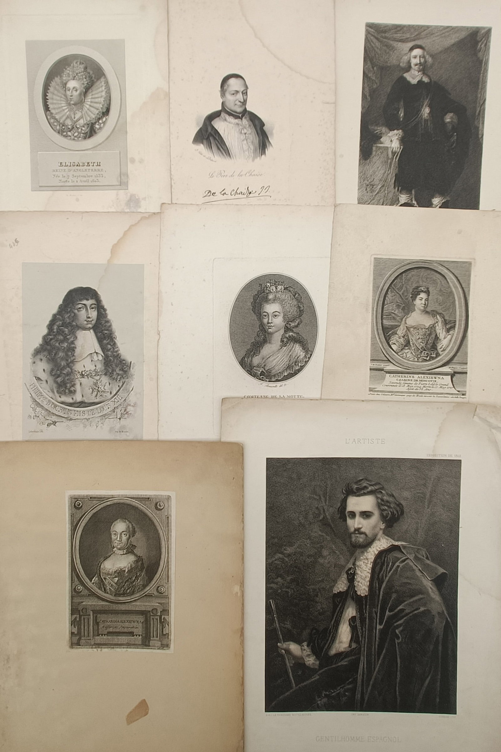 Different Artists – Set of 8: Historical and Noble Portraits – Engravings (19th Century) (1 of 2)