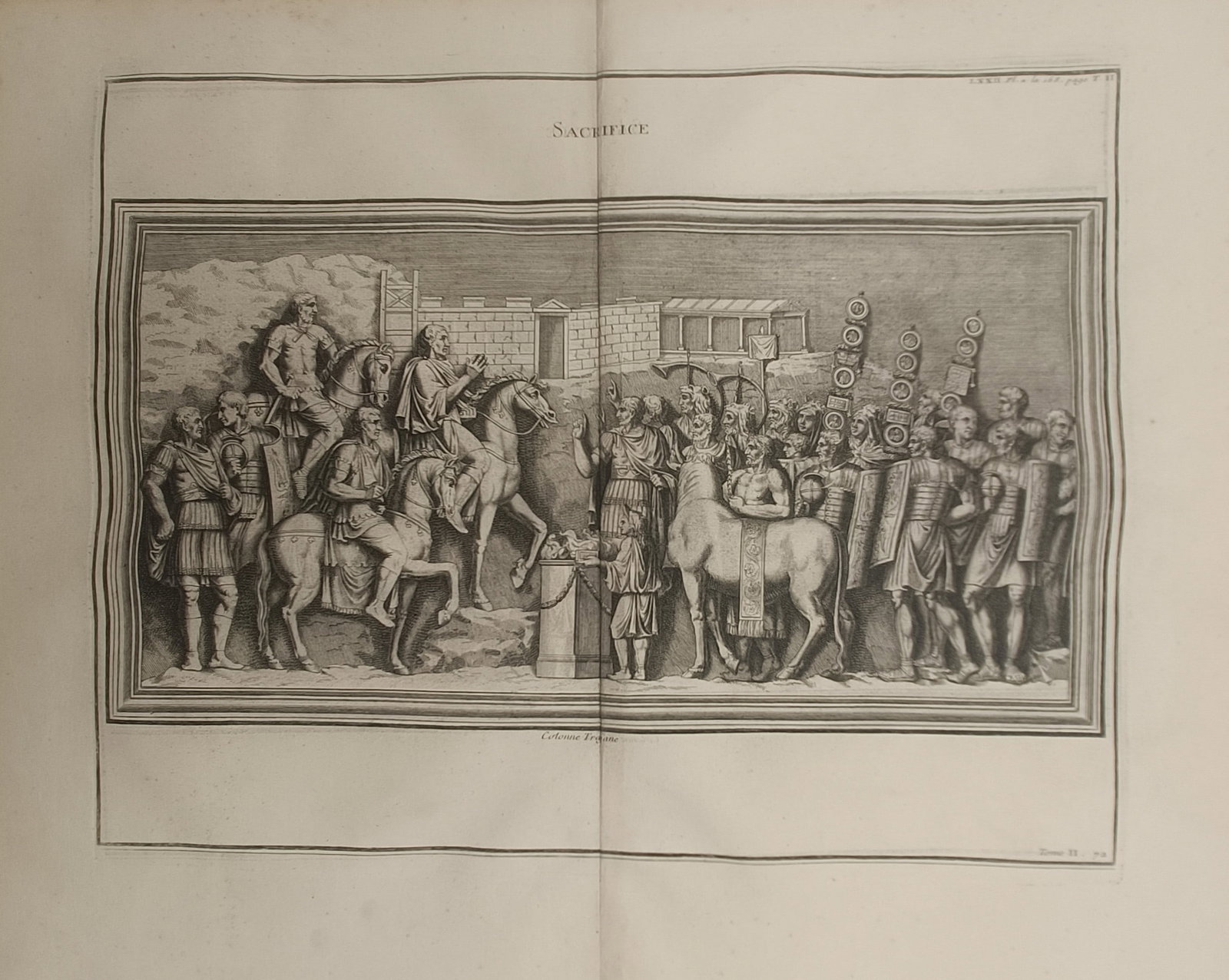 Cornelis de Bruijn – Roman Bas-Relief of Trajan's Column Sacrifice – Engraving (18th Century) (1 of 2)