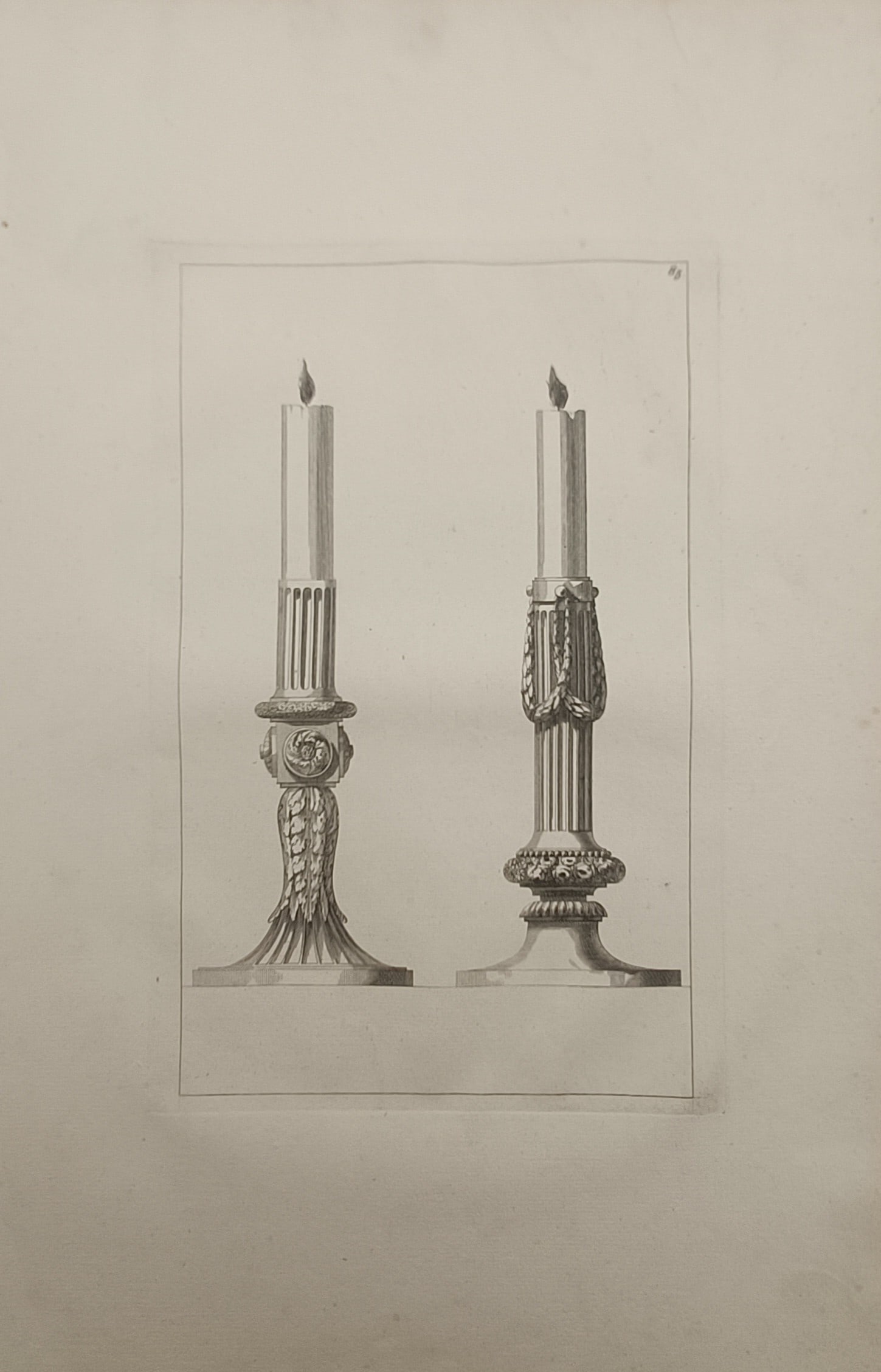 Jean-Charles Delafosse – Neoclassical Candlestick Designs – Engraving (18th Century) (1 of 2)