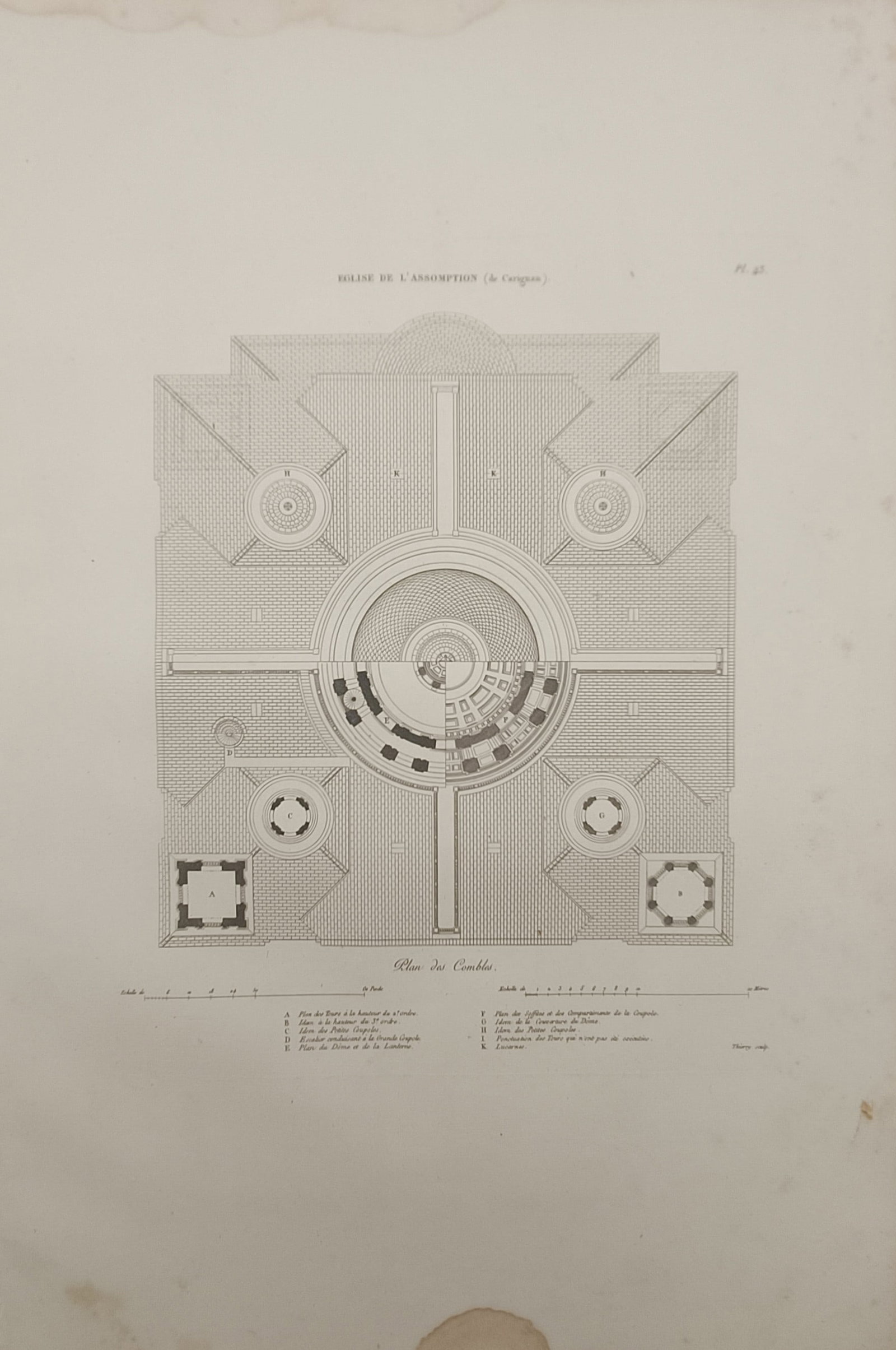 Martin-Pierre Gauthier – Architectural Roof and Dome Plan of the Church of the Assumption (1 of 2)