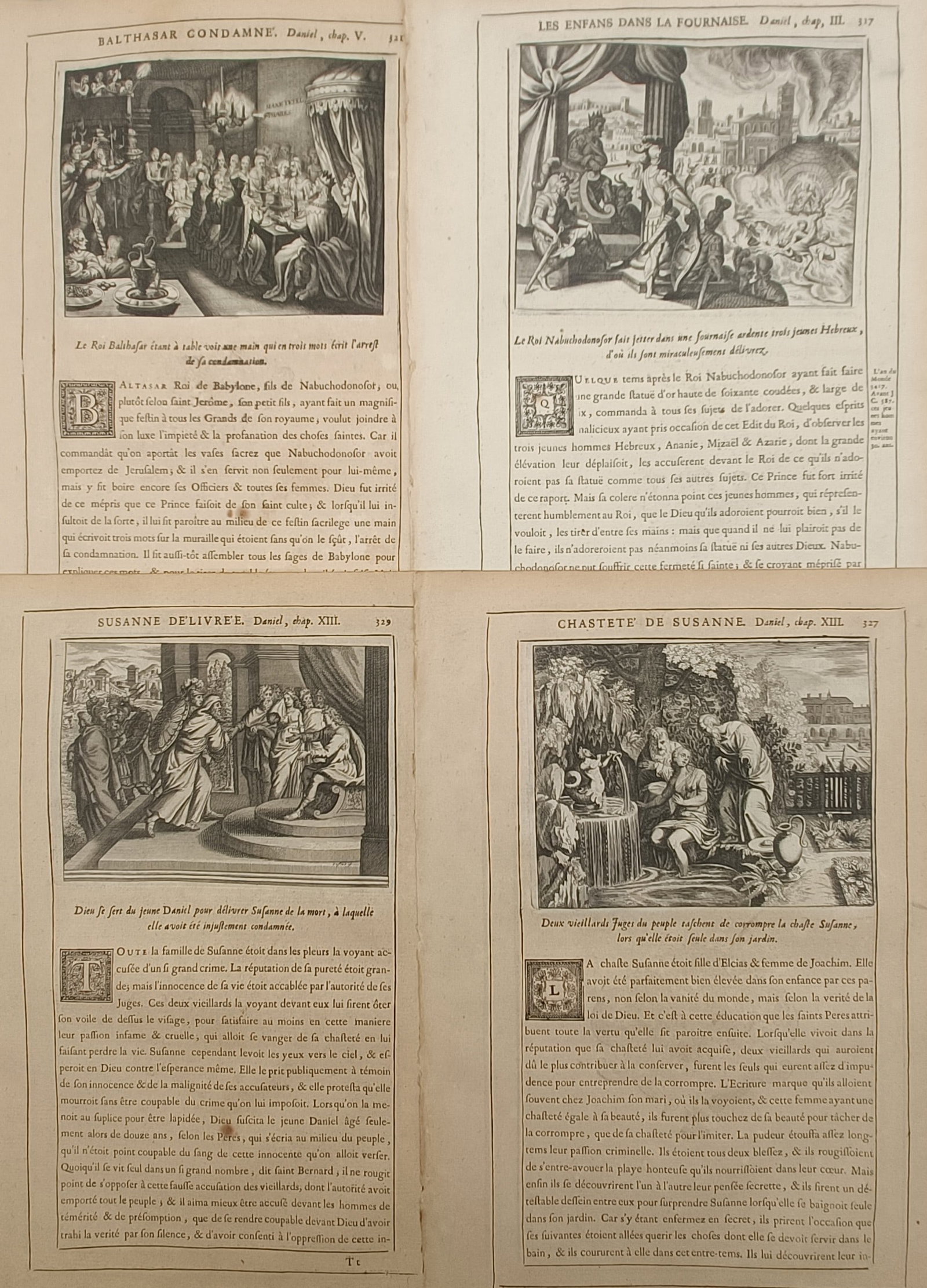 Nicolas Fontaine – Set of 4: Old Testament Narratives of the Prophet Daniel – Engravings (1 of 2)
