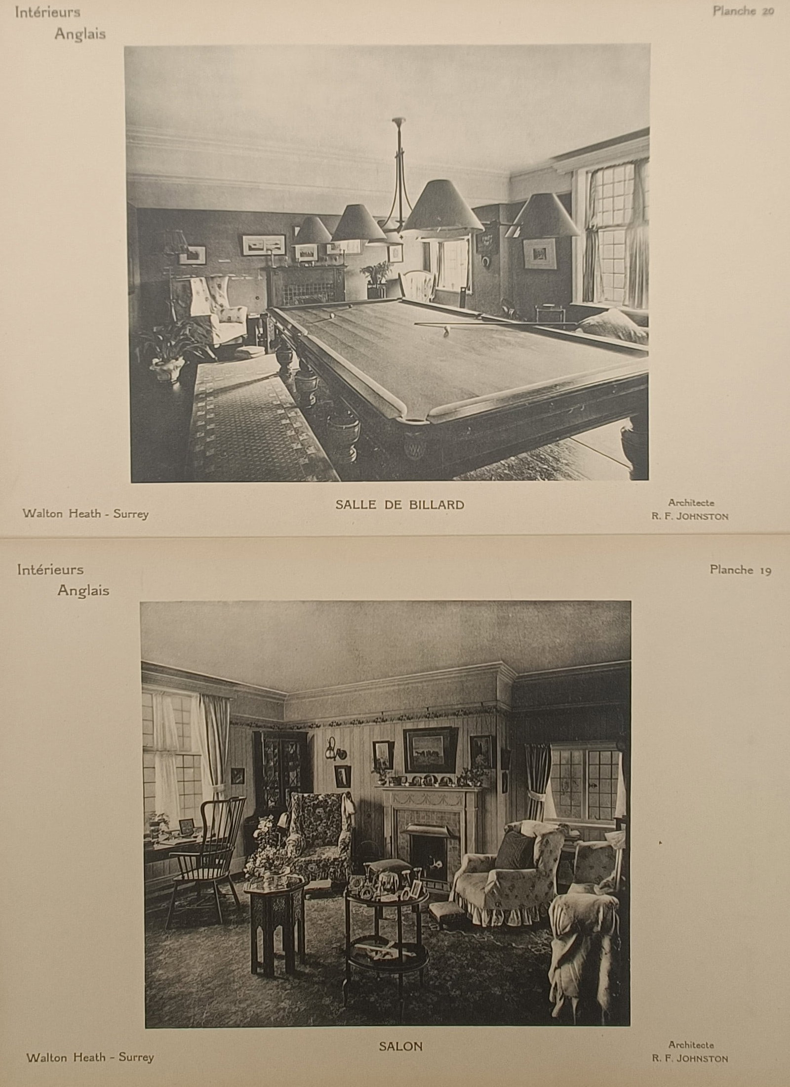 Bedford Lemere & Co. – Set of 2: English Residential Interiors in Surrey – Engravings (1 of 2)