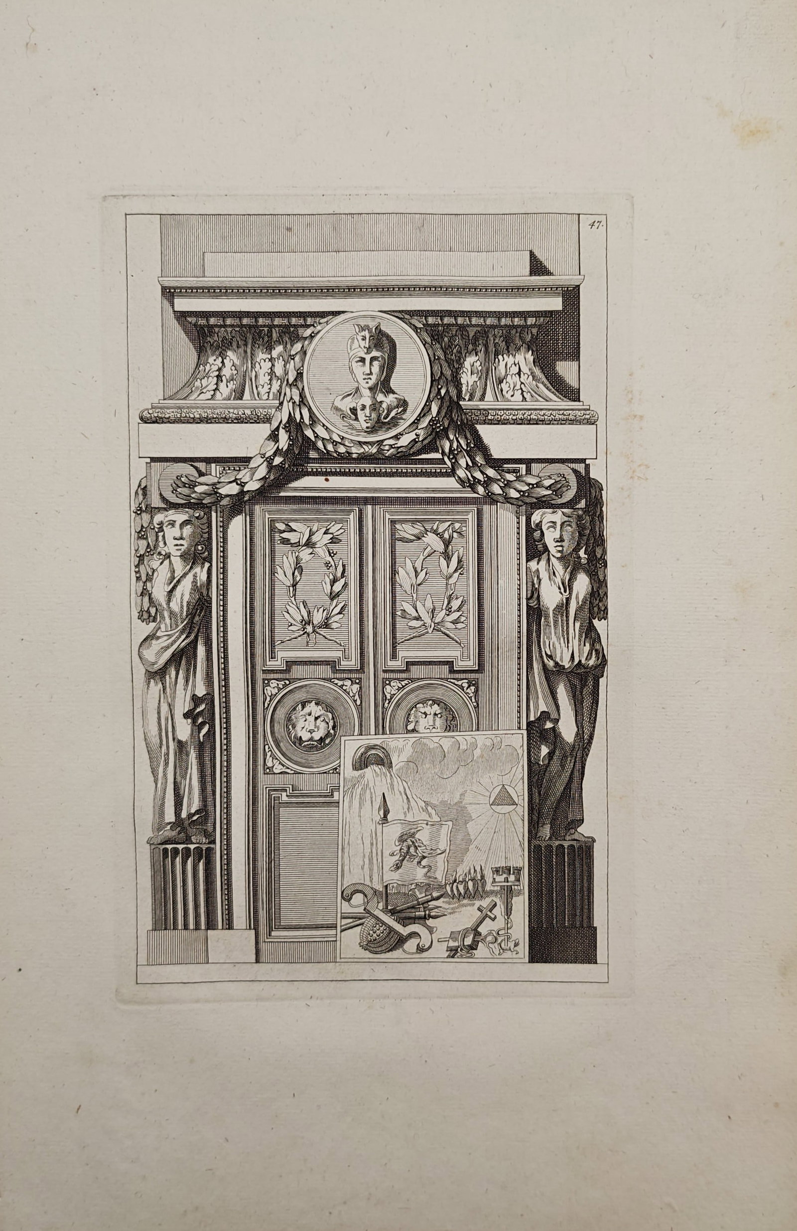 Jean-Charles Delafosse – Neoclassical Architectural Portal Design – Engraving (18th Century) (1 of 2)