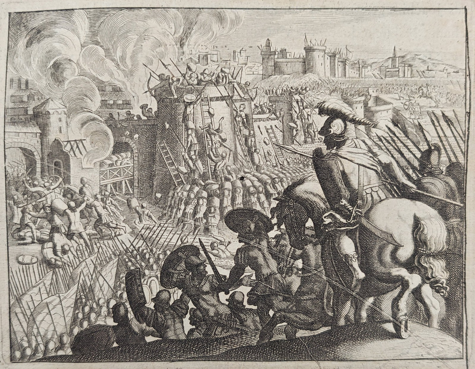 Nicolas Fontaine – Siege of Jerusalem by Nebuchadnezzar – Engraving (17th Century) (1 of 3)