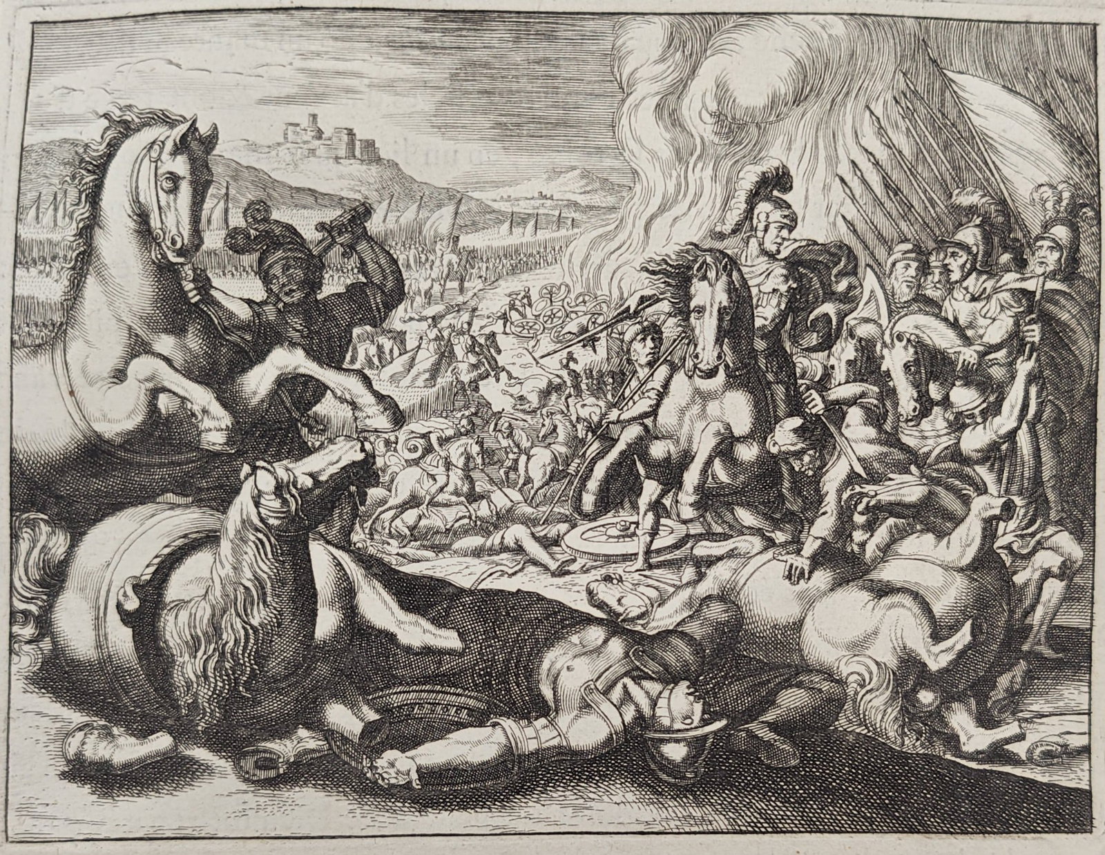 Nicolas Fontaine – Joshua at the Destruction of Ai – Engraving (17th Century) (1 of 3)