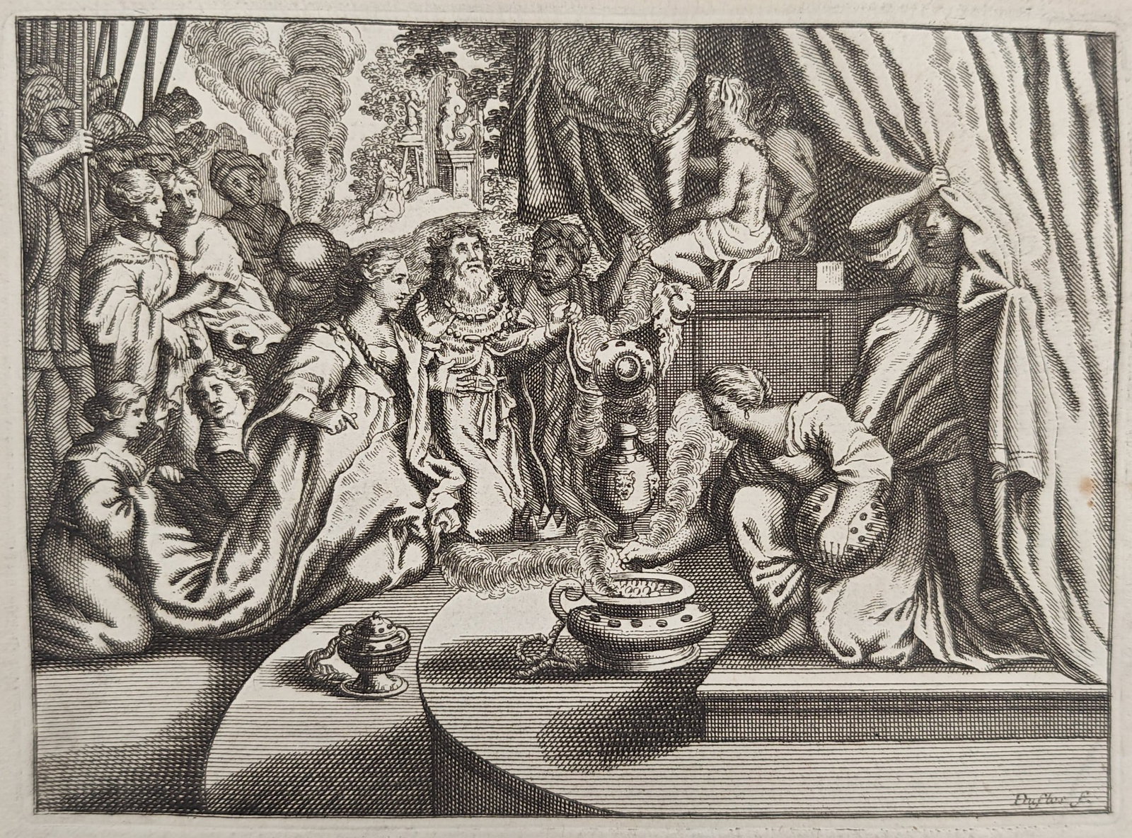 Nicolas Fontaine – The Fall of Solomon – Engraving (17th Century) (1 of 3)