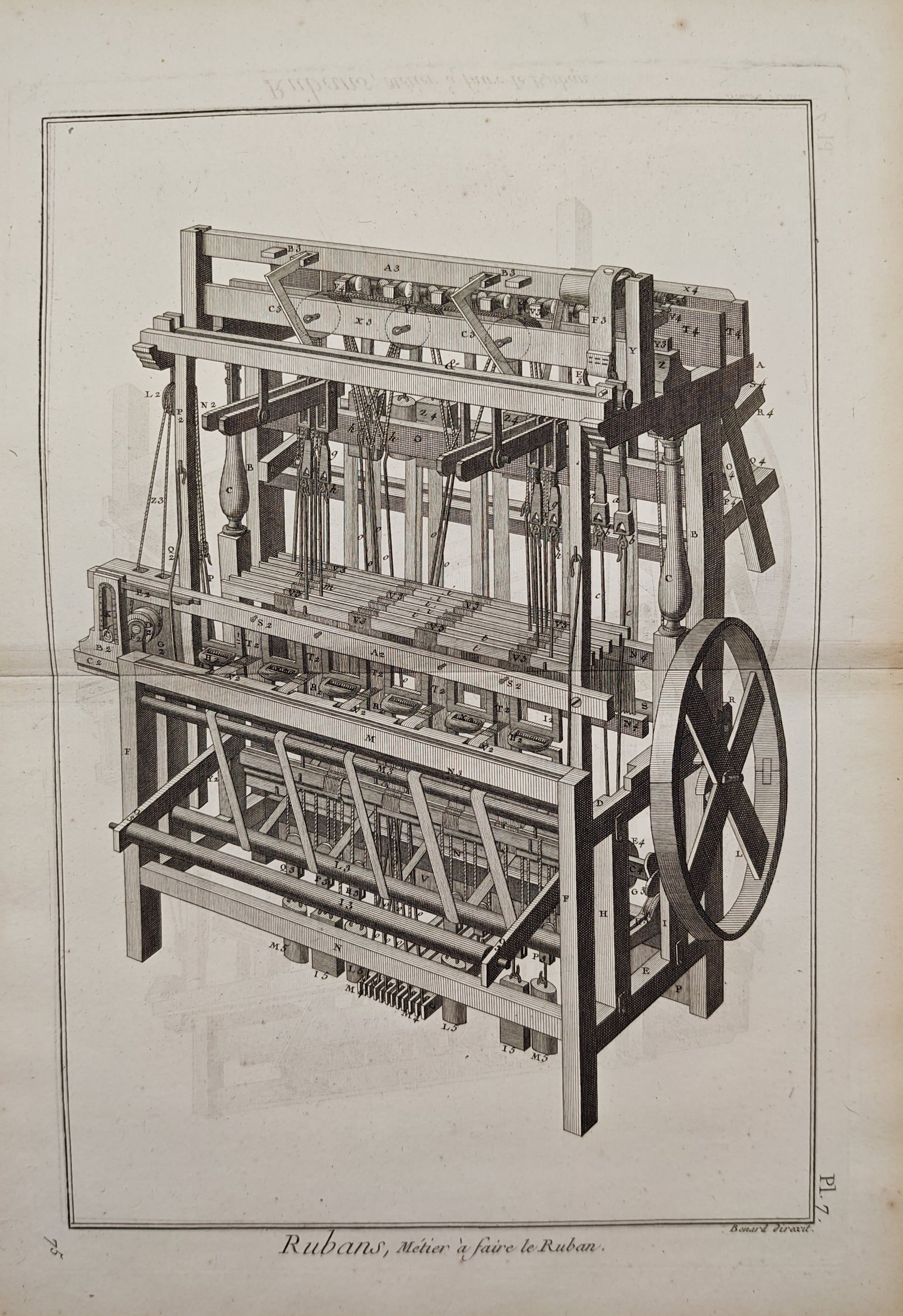 Robert Benard – Ribbon Weaving Loom – Engraving (18th Century) (1 of 2)