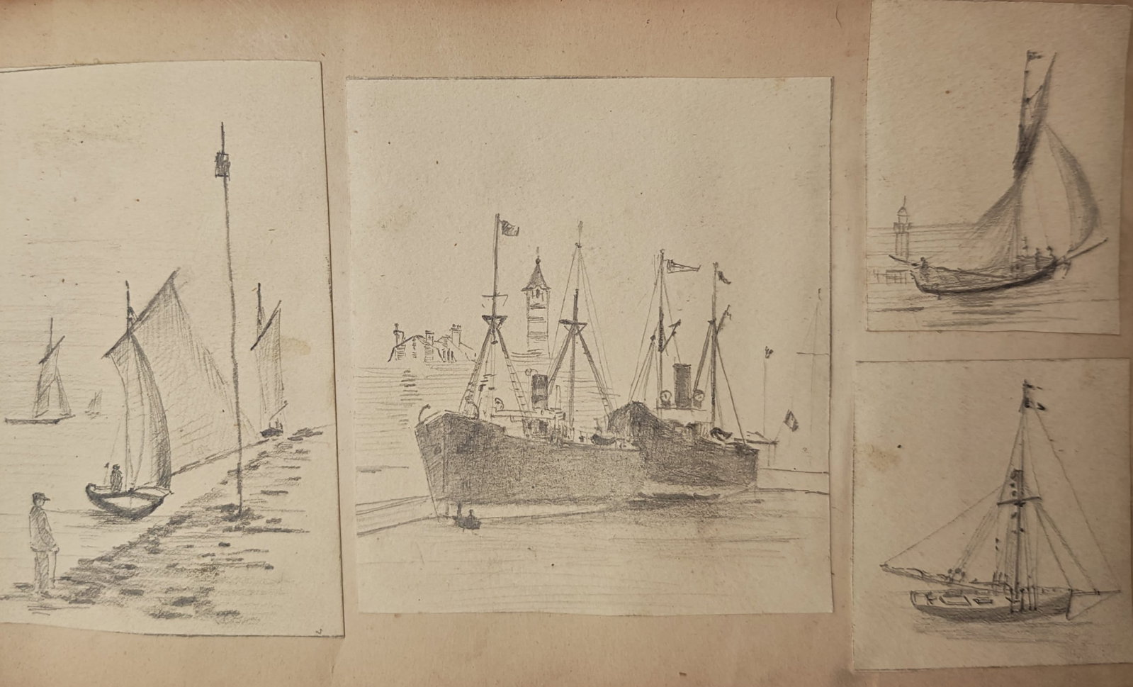 Unknown Artist – Maritime and Harbor Studies – Drawing (20th Century) (1 of 2)