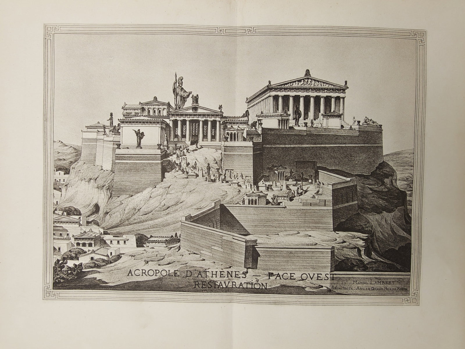 Marcel Lambert – Restored View of the Acropolis of Athens – Engraving (19th Century) (1 of 2)