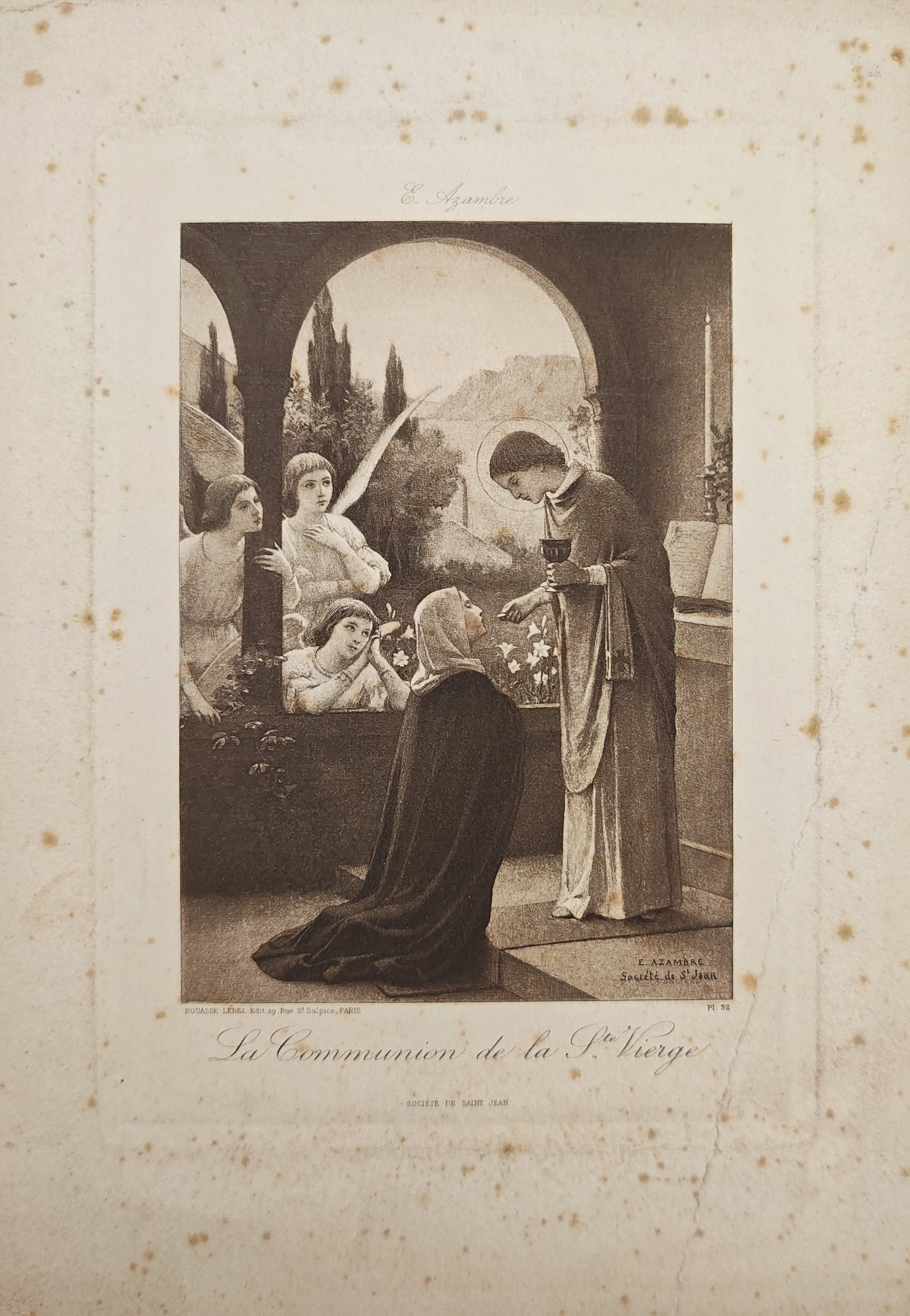 Etienne Azambre – The Communion of the Blessed Virgin – Engraving (19th Century) (1 of 2)