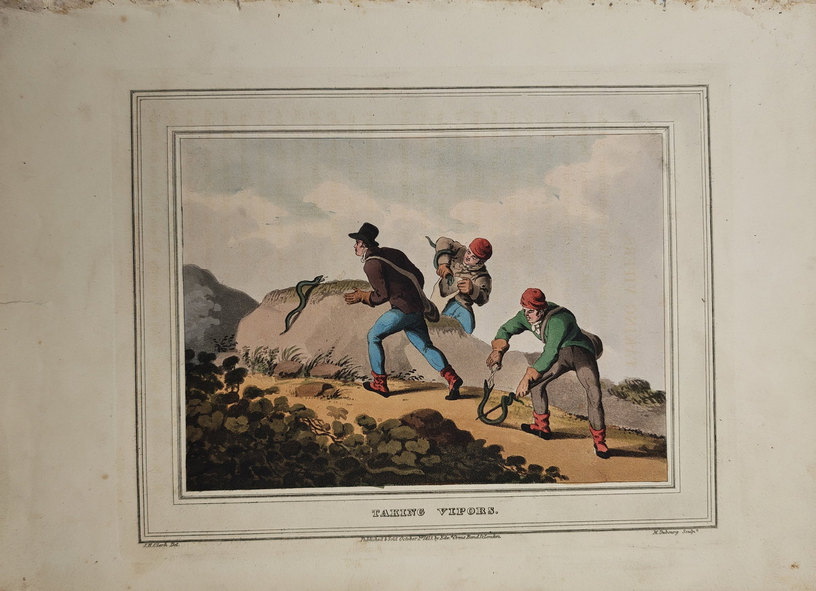 John Heaviside Clark – Taking Vipers – Aquatint (1813) (1 of 2)