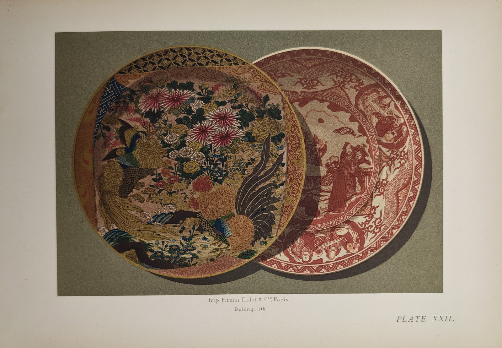George Ashdown Audsley – Japanese Ornamental Ceramic Dishes – Lithograph (19th Century) (1 of 2)