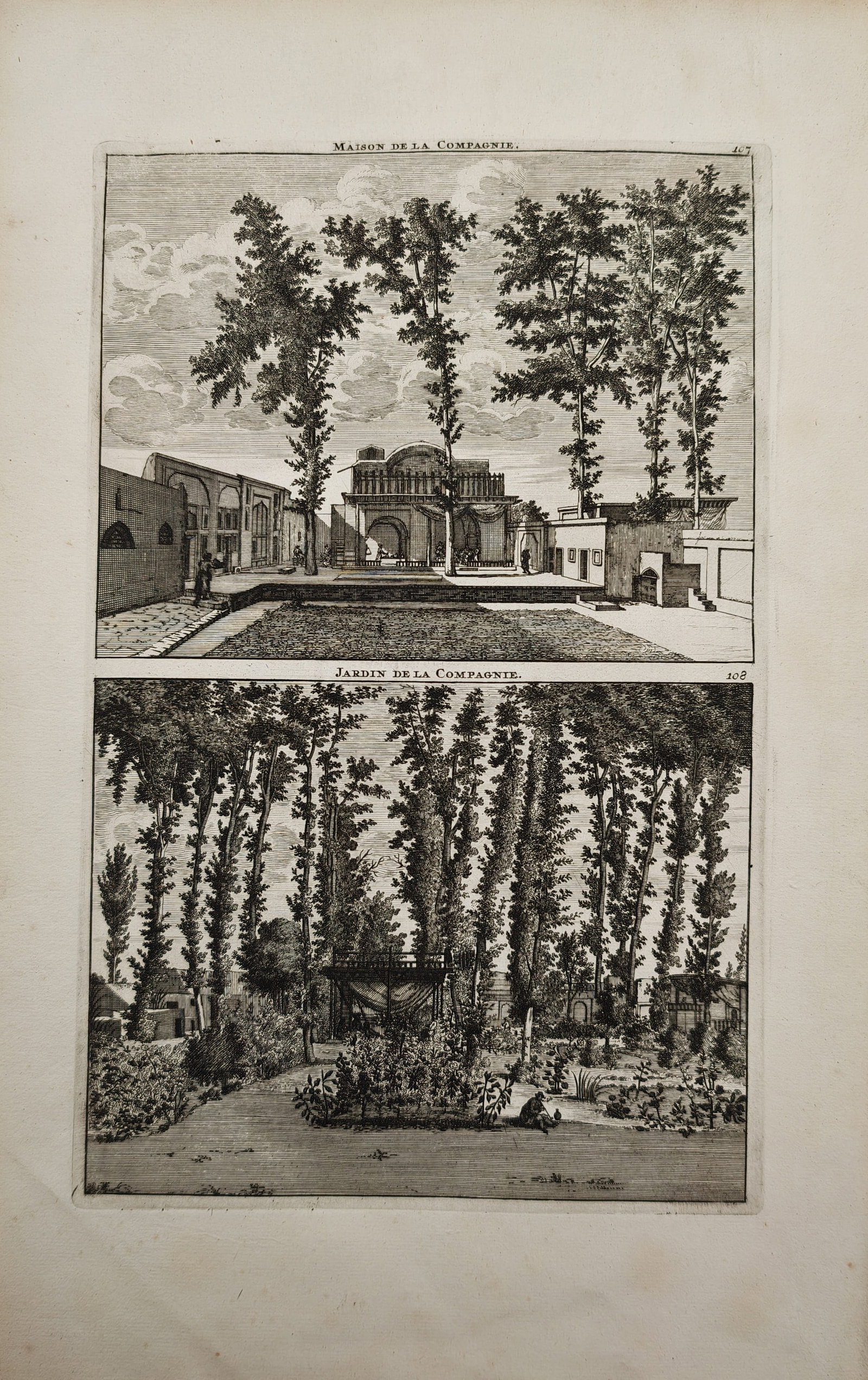 Cornelis de Bruyn – Architectural Views of the Company House and Garden – Engraving (1 of 2)