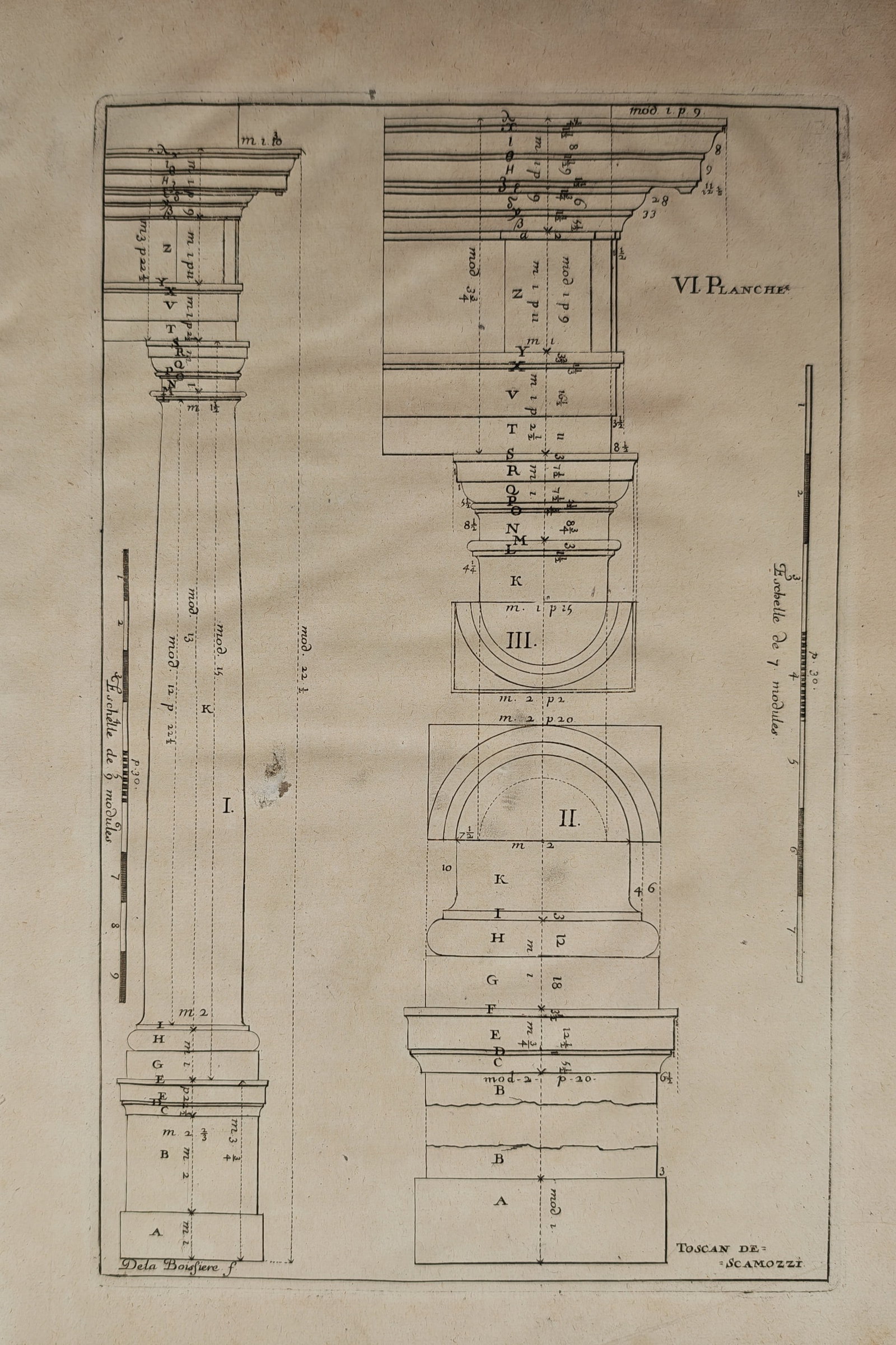 François Blondel – Architectural Study of the Tuscan Order after Scamozzi – Engraving (1 of 2)