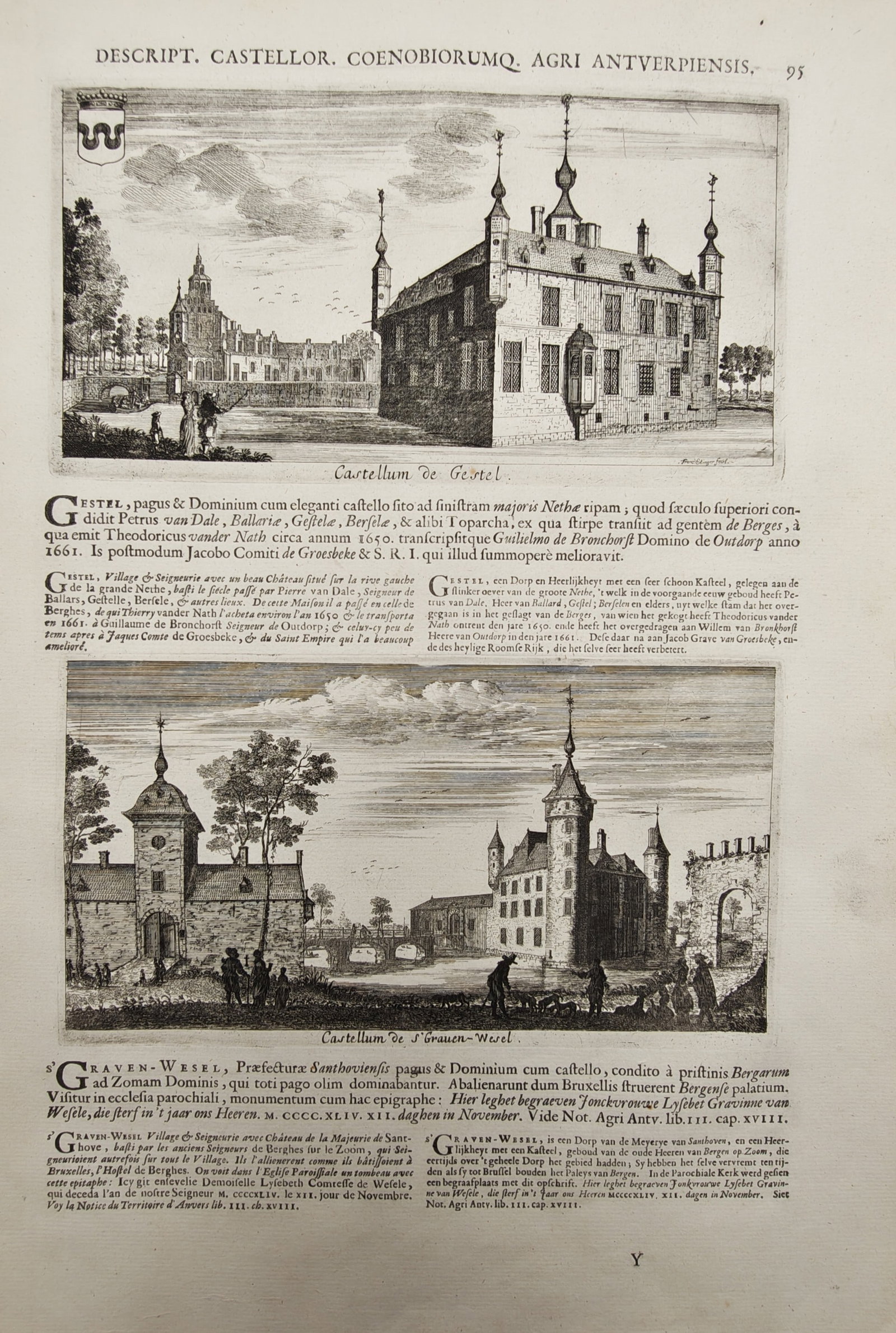 Jacques Le Roy – Topographical Views of Castles – Engraving (17th Century) (1 of 2)