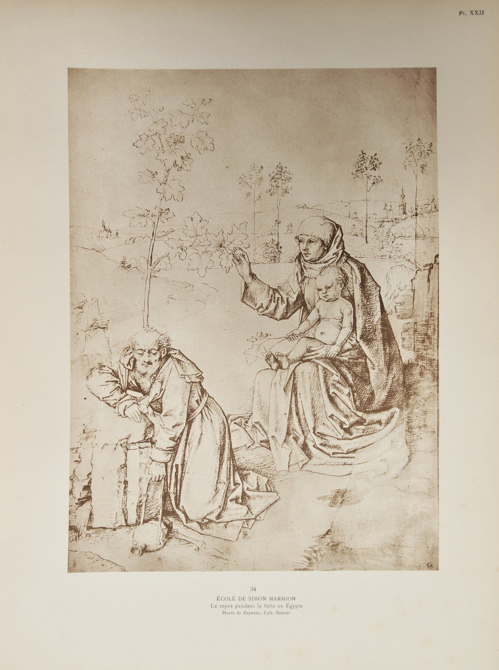 Simon Marmion, School of – The Rest on the Flight into Egypt – offset print (20th Century) (1 of 2)