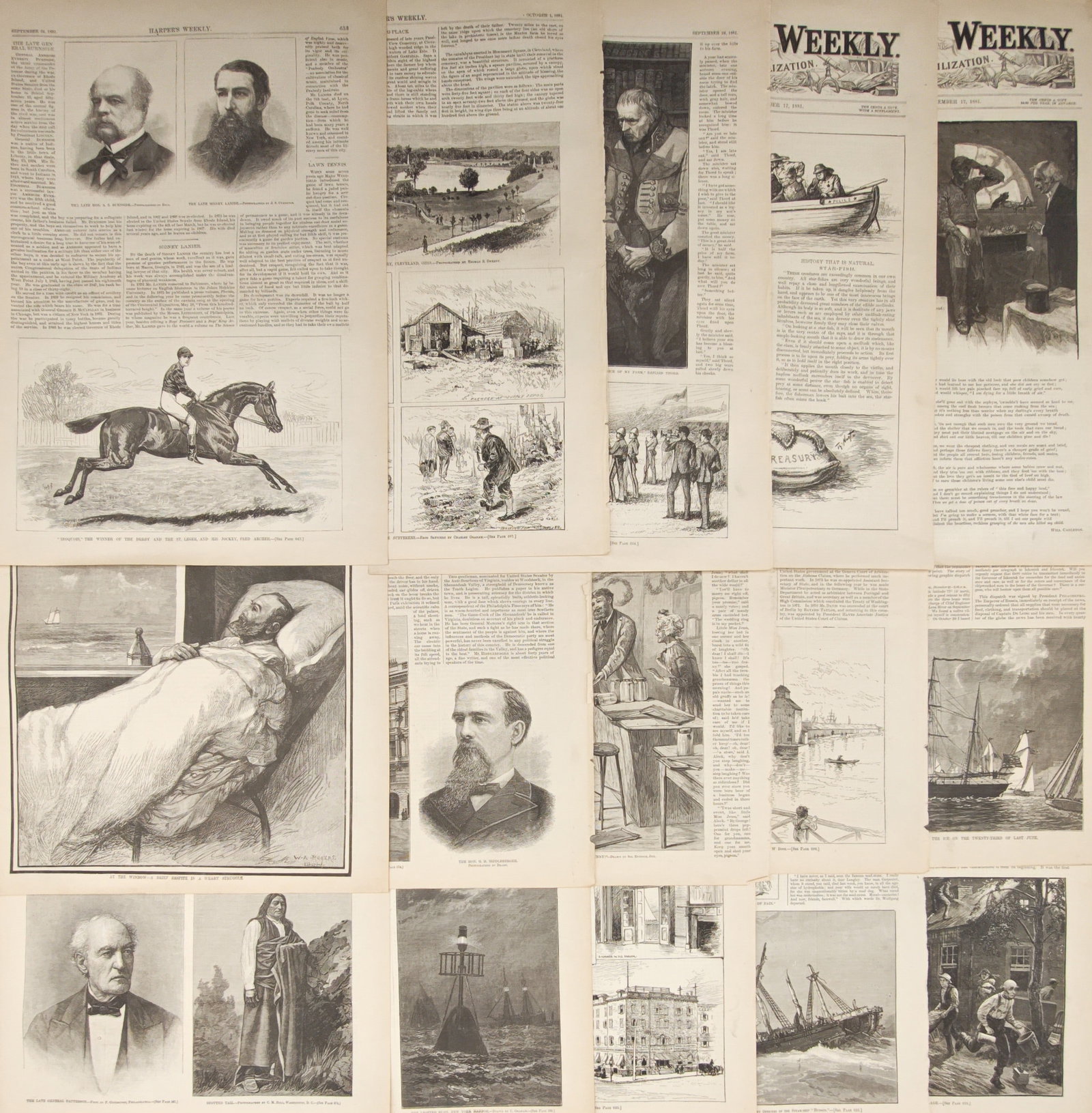 Harper's Weekly – Set of 10: Portraits, Maritime Navigation, and Historical Chronicle (1 of 2)