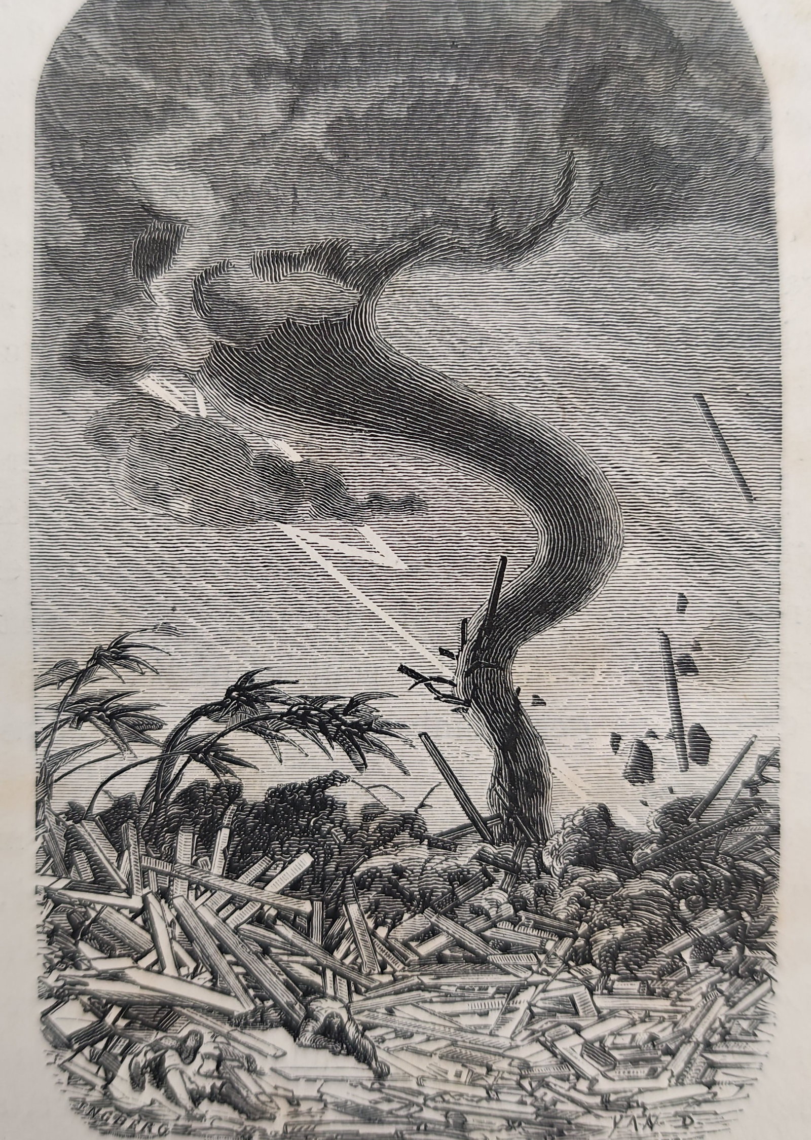 Frédéric Zurcher and Élie Margollé – Landspout Tornado – Engraving (19th Century) (1 of 3)