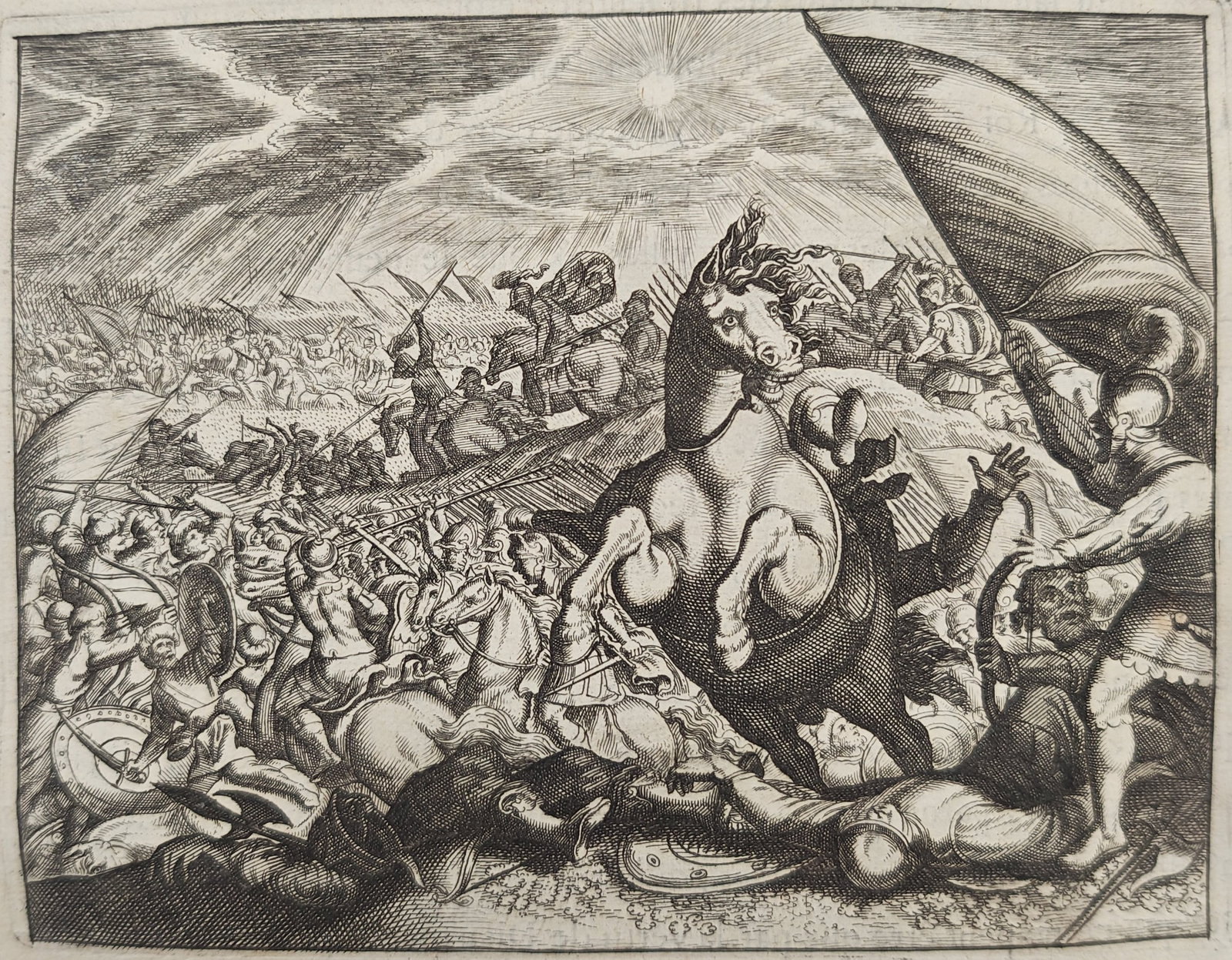 Nicolas Fontaine – The Sun Standing Still for Joshua – Engraving (17th Century) (1 of 3)