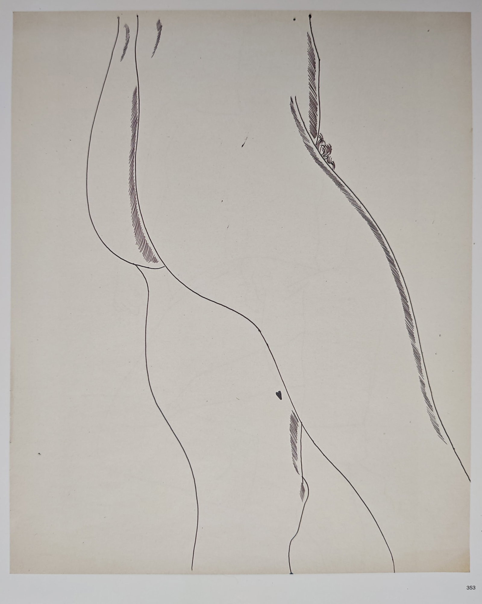 Andy Warhol,after – Male Torso with Heart – Offset lithographic reproduction (2006): "Male Torso with Heart" features a minimalist line drawing depicting a close-up profile view of a male figure's torso and upper thigh with a tiny solid heart motif. This elegant composition demonstrat