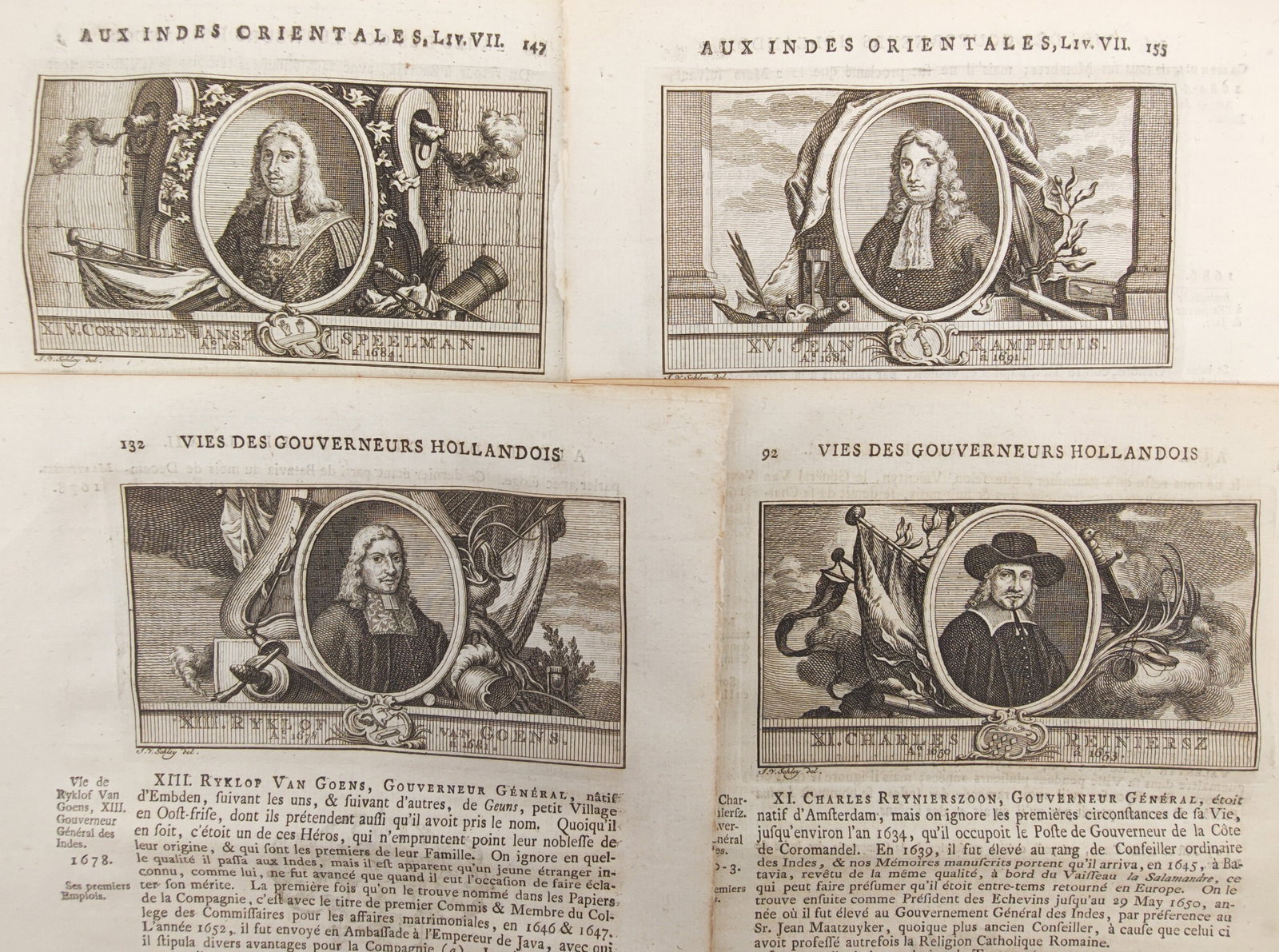 Jean-Pierre-Jean du Bois – Set of 4: East Indies Governors-General, Naval Commands – Engravings (1 of 2)