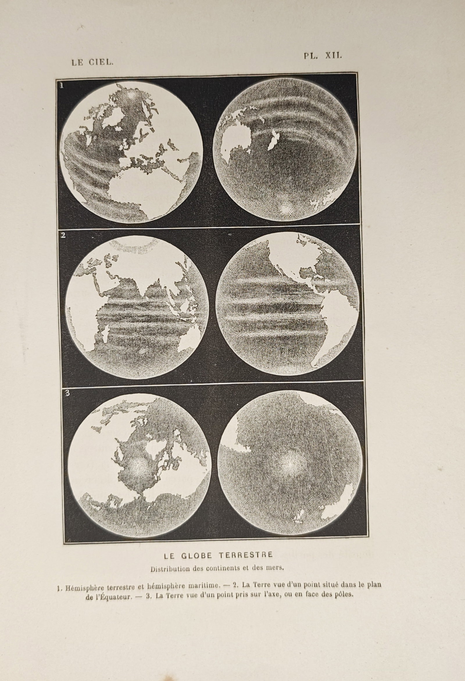 Amédée Guillemin – The Terrestrial Globe: Distribution of Continents and Oceans – Wood (1 of 2)