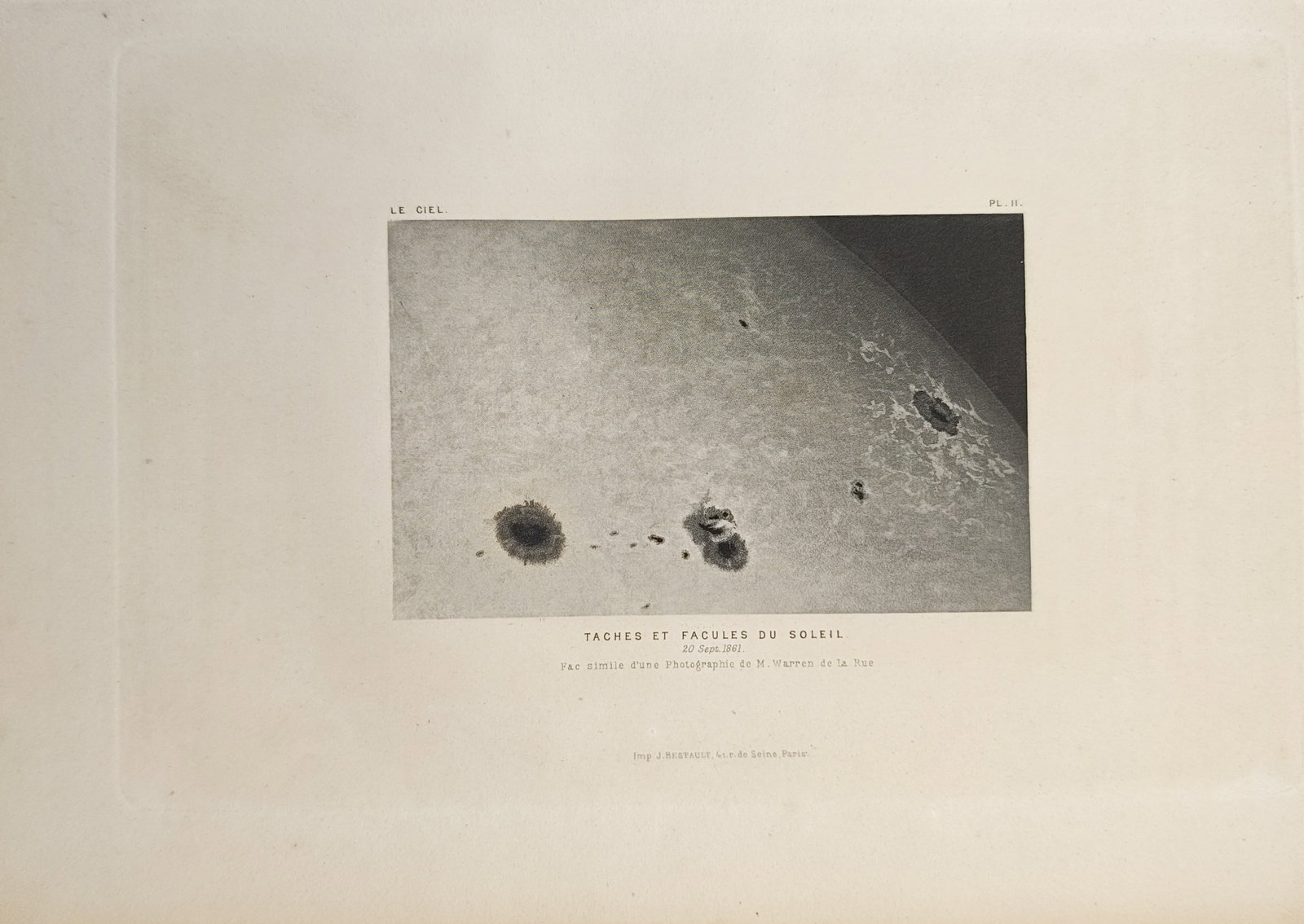 Amédée Guillemin – Sunspots and Faculae after Warren de la Rue – Photogravure / Print (1 of 2)