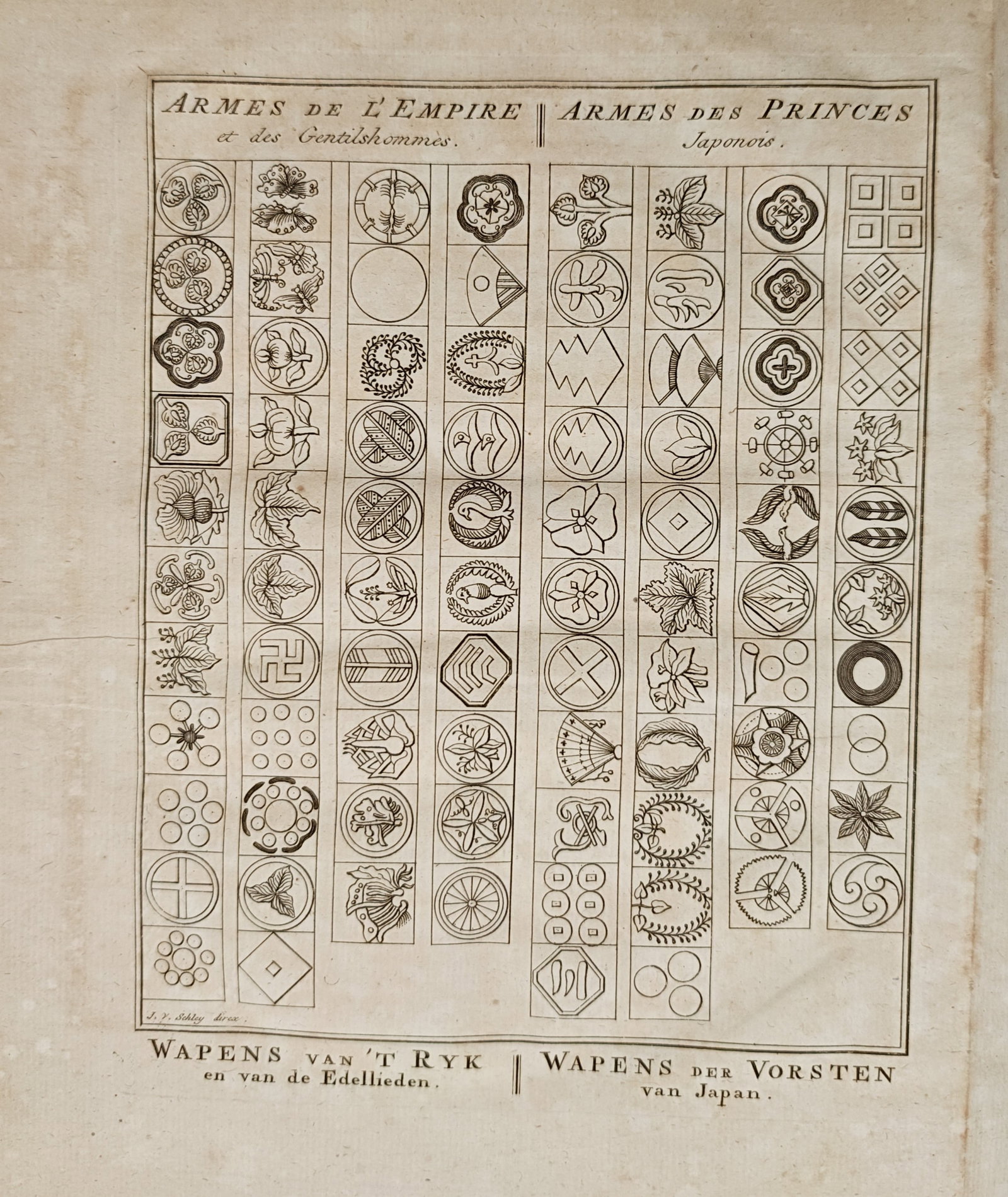 Jakob van der Schley – Japanese Mon Crests – Engraving (18th Century) (1 of 2)