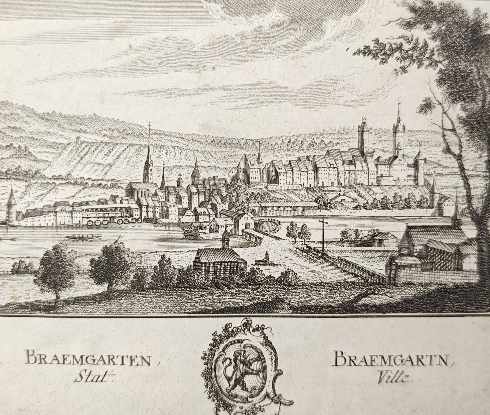 David Herrliberger – View of Bremgarten – Engraving (18th Century) (1 of 2)