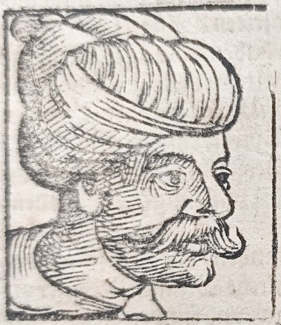 Sebastian Münster – Tatar Invasions of Hungary and Poland – Woodcut (16th Century): "Tatar Invasions of Hungary and Poland" features a portrait of a turbaned eastern ruler alongside historical chronicles detailing medieval Tatar campaigns across eastern and central Europe. Executed a