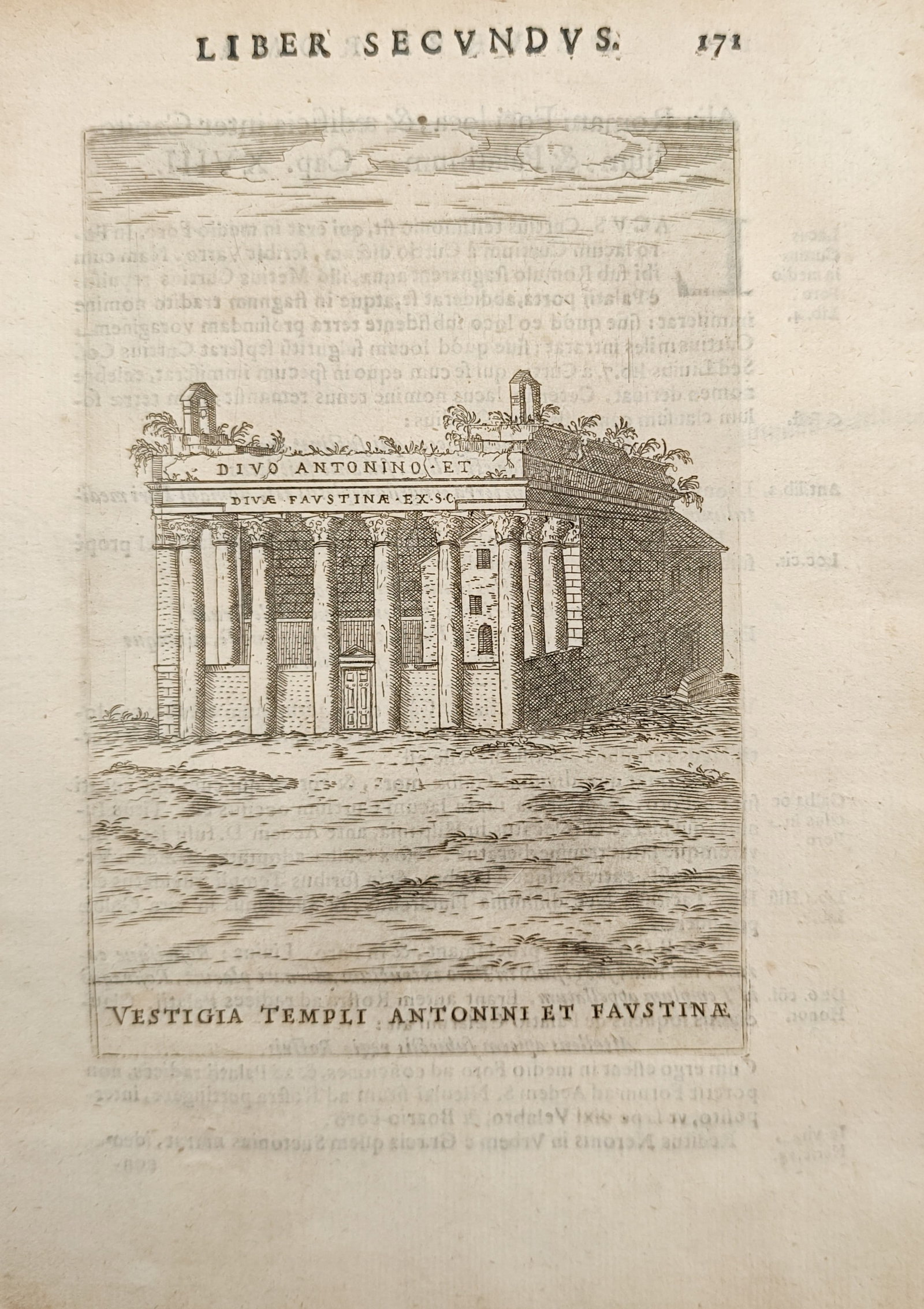 Alessandro Donati – Remains of the Temple of Antoninus and Faustina – Engraving (17th Century) (1 of 2)