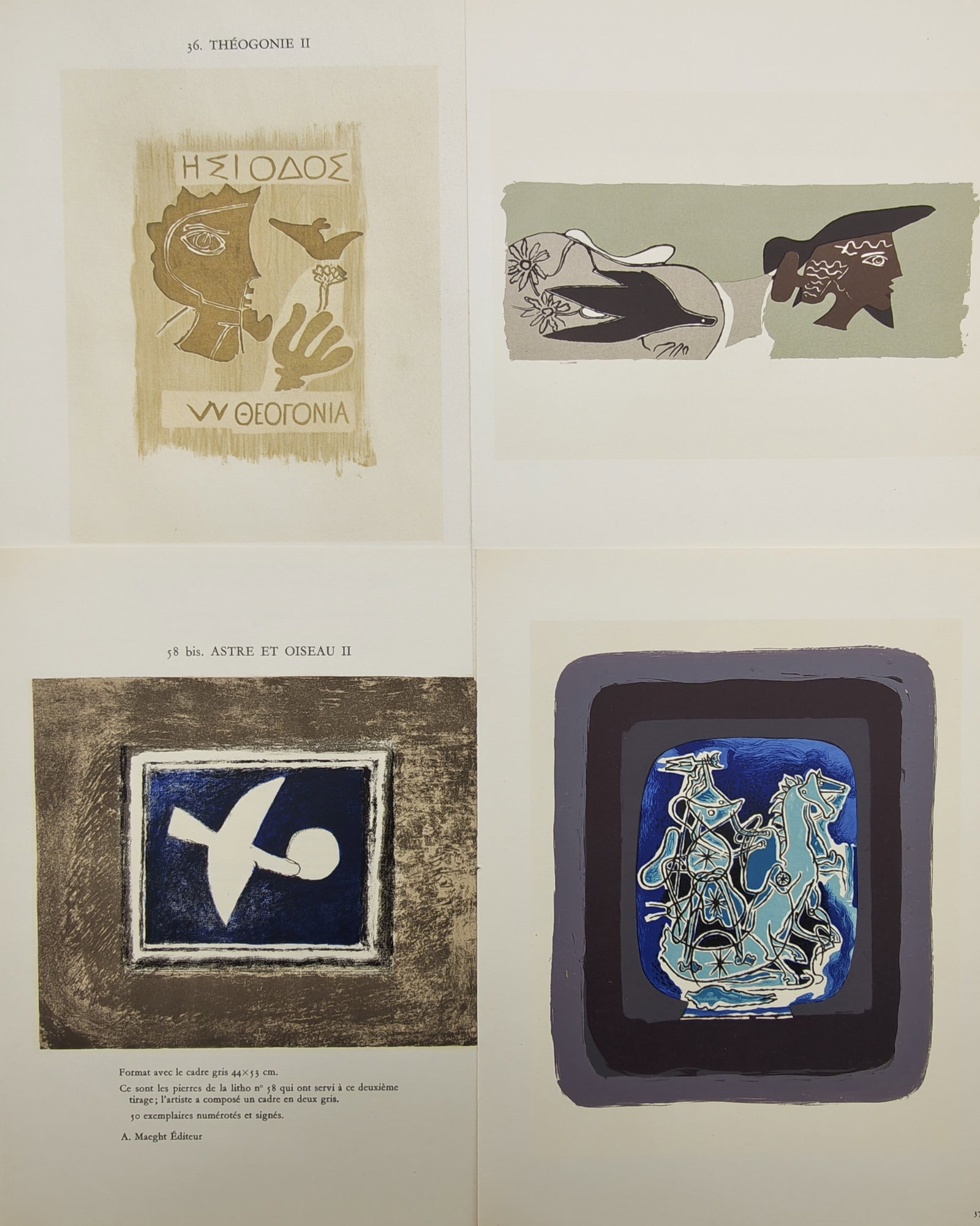 Georges Braque – Set of 4: Theogony and Avian Modernist Compositions – Offset prints (1 of 2)