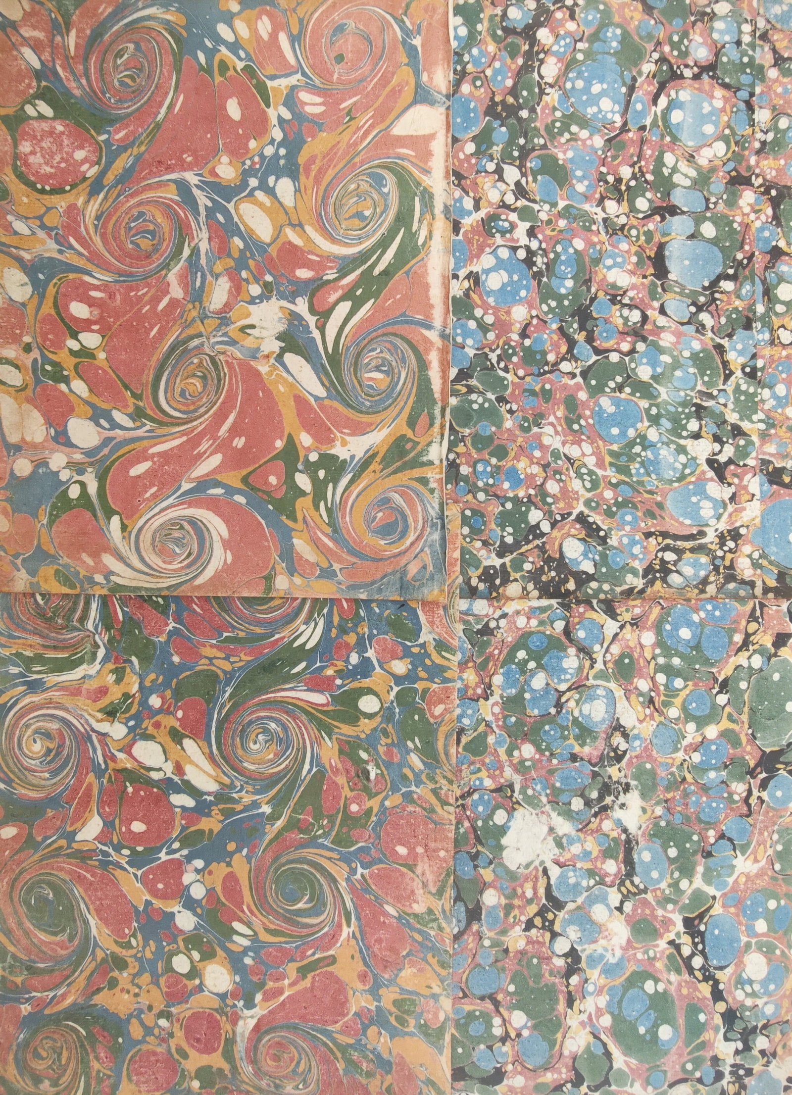Unknown Artist – Set of 4: Snail Swirl and Stone Pattern Decorative Bookbinding Sheets (1 of 2)