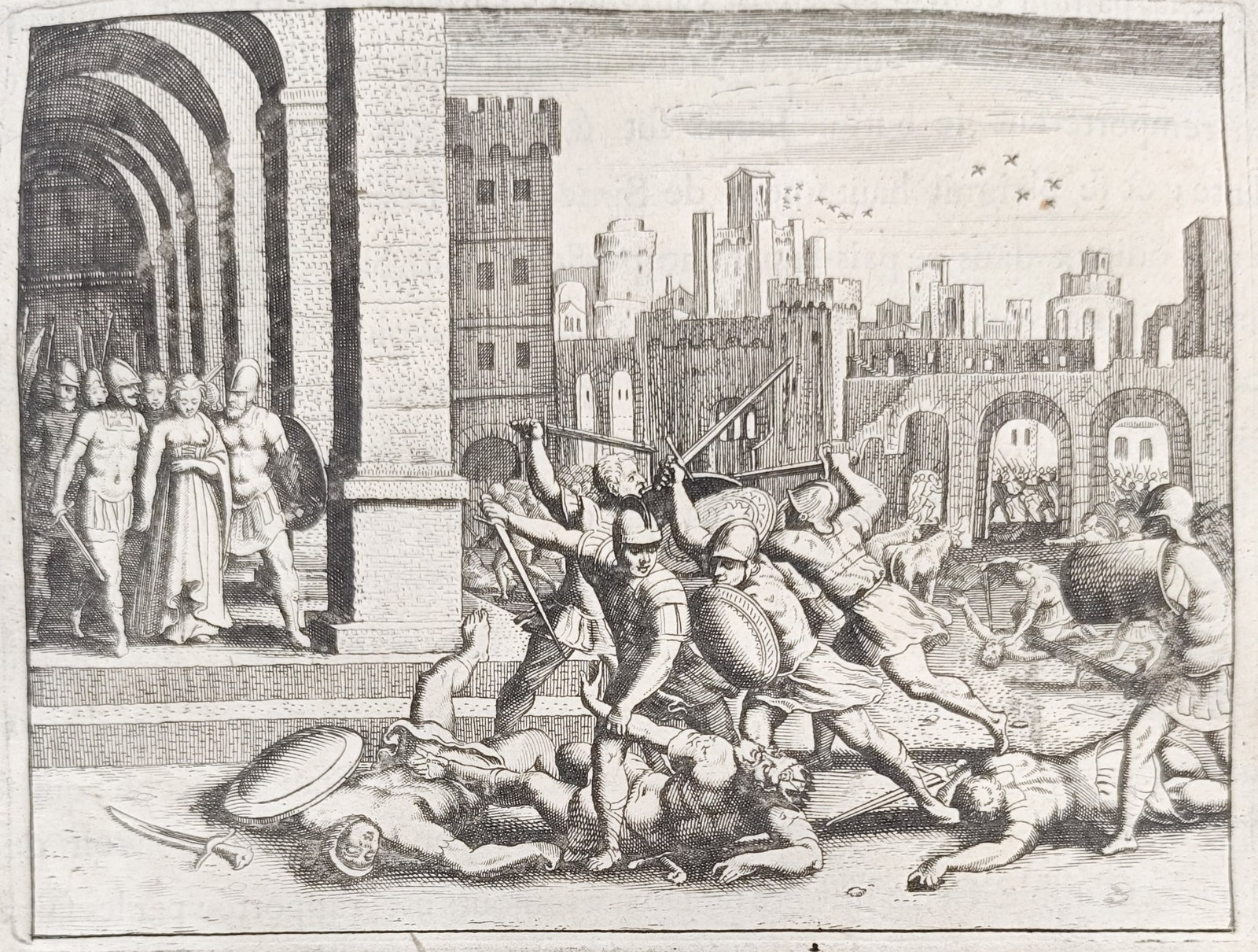 Nicolas Fontaine – Dinah and the Avenging of Shechem – Engraving (18th Century) (1 of 3)