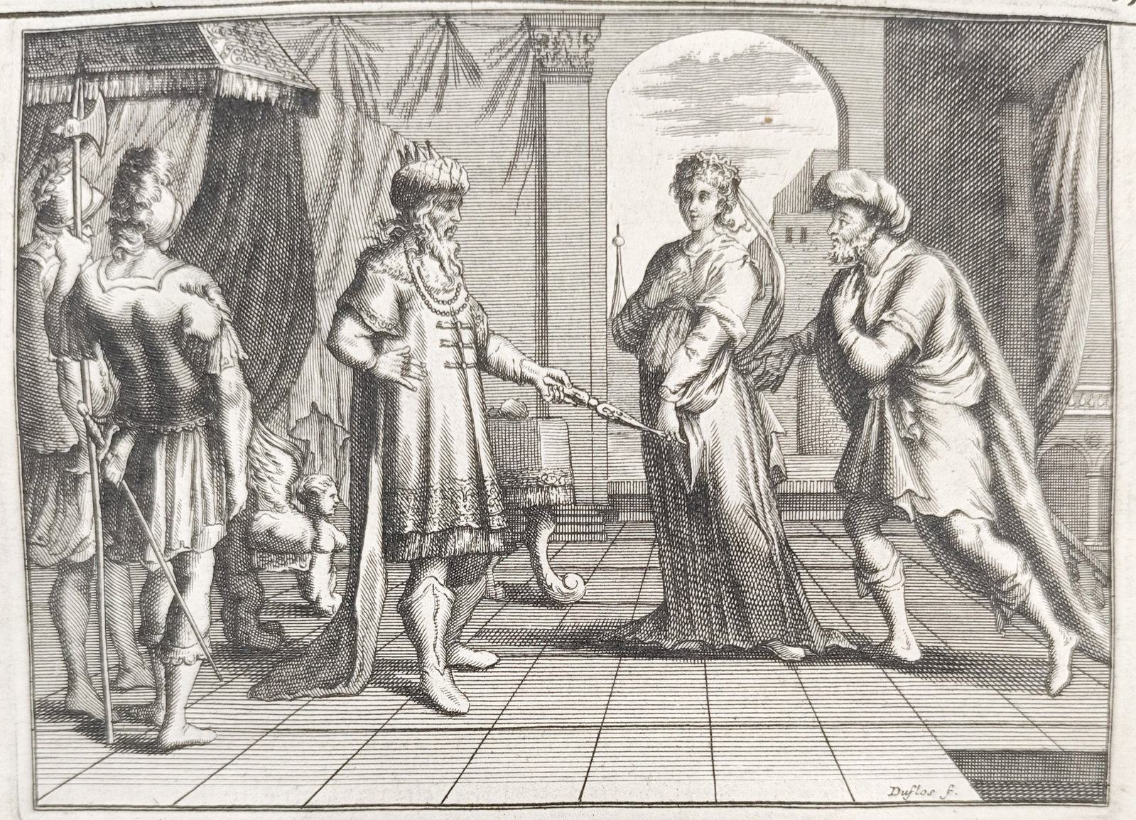 Nicolas Fontaine – Abimelech Punished by God – Engraving (18th Century) (1 of 3)