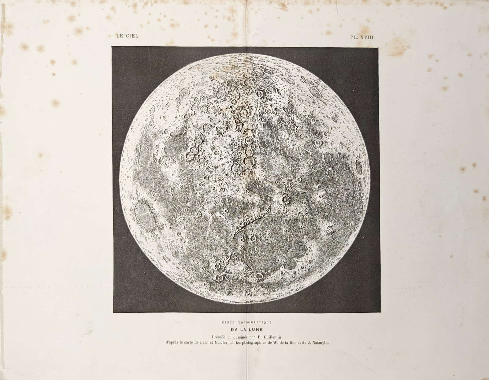 Meyers Großes Konversations-Lexikon – Topographical Map of the Moon – Lithograph (20th century) (1 of 1)