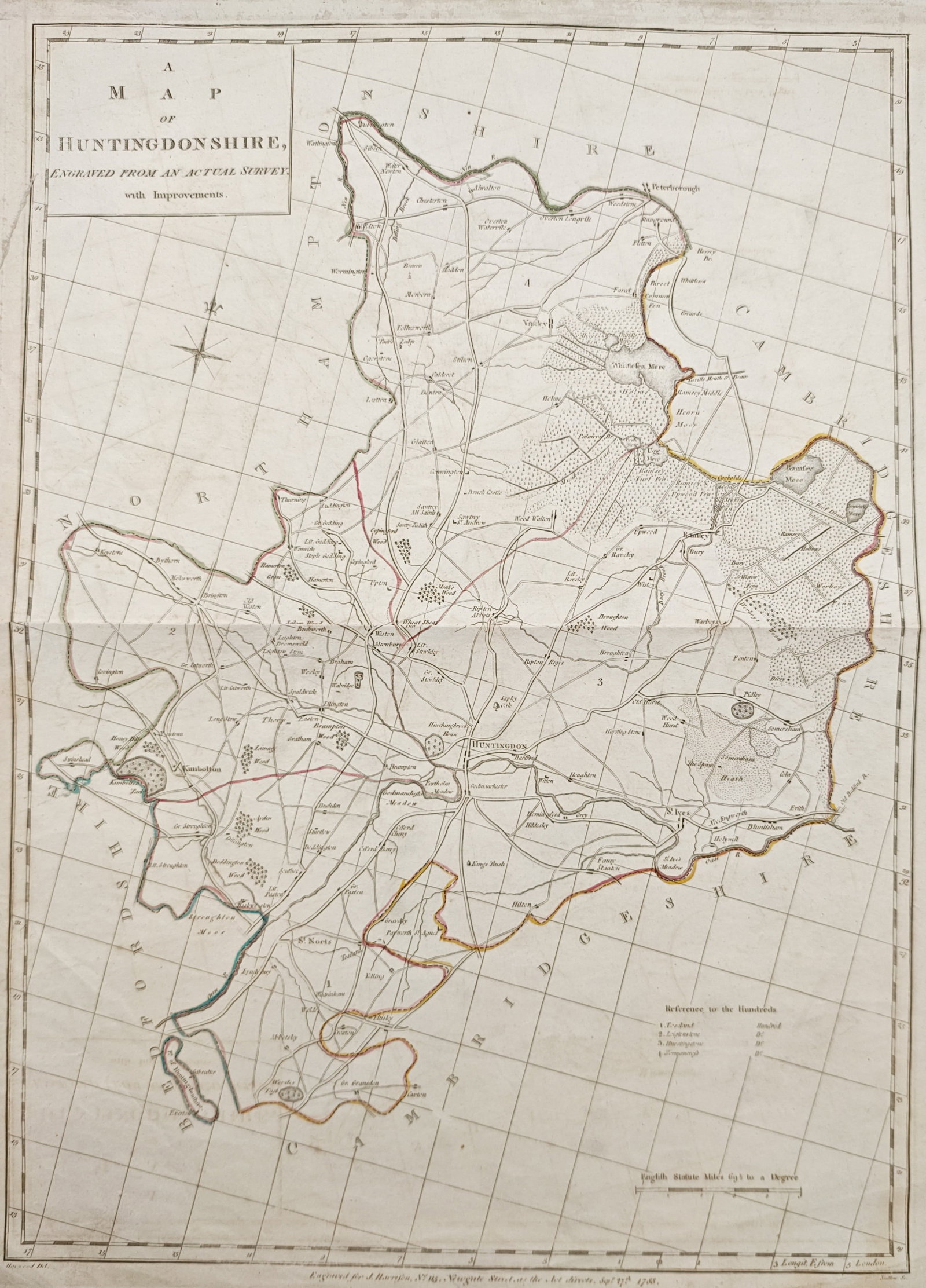 John Harrison – Map of Huntingdonshire – England – Engraving (1788) (1 of 1)