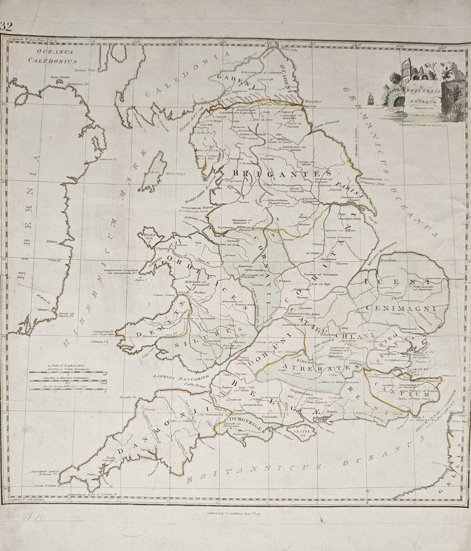 Thomas Stackhouse – Map of Roman and Ancient Britain – Great Britain – Engraving (1782) (1 of 1)