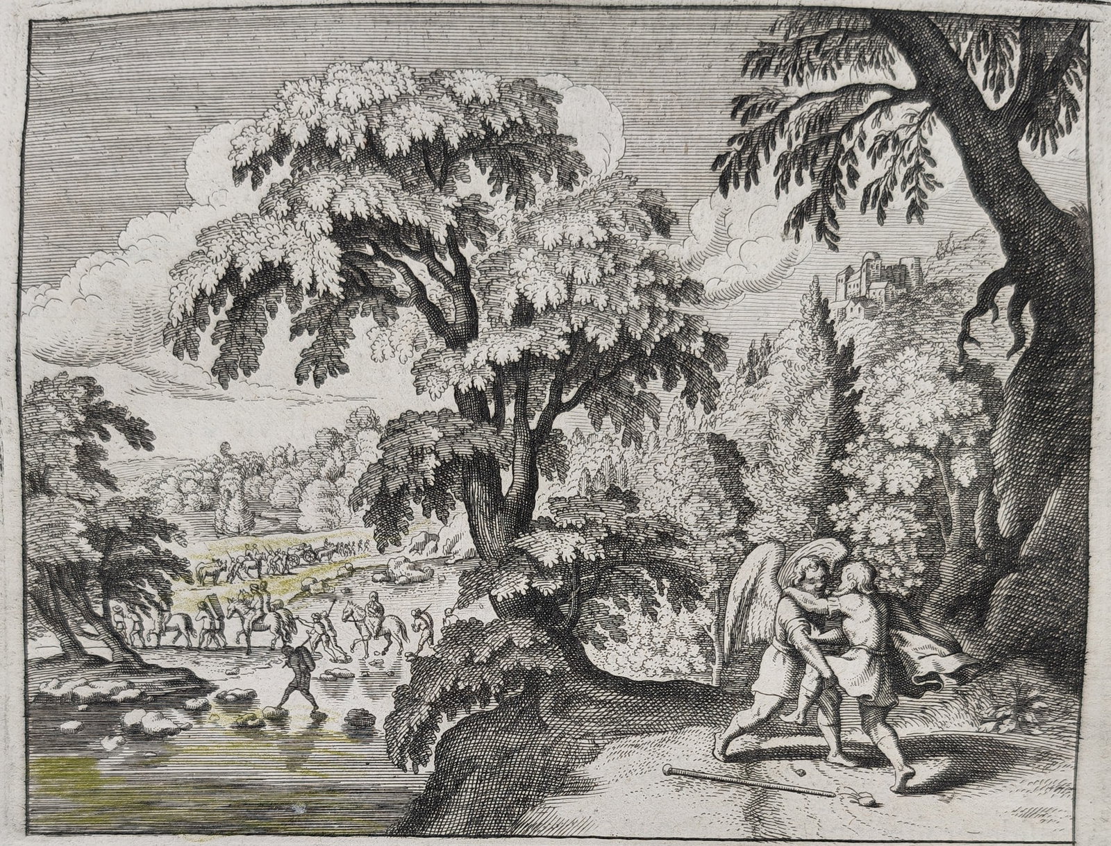 Nicolas Fontaine – Reconciliation of Esau with Jacob – Engraving (18th Century) (1 of 2)