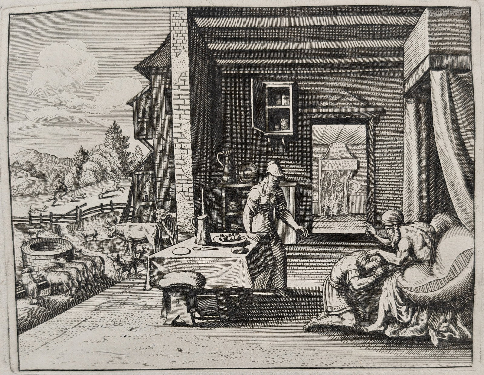 Nicolas Fontaine – Isaac Blesses Jacob – Engraving (18th Century) (1 of 2)