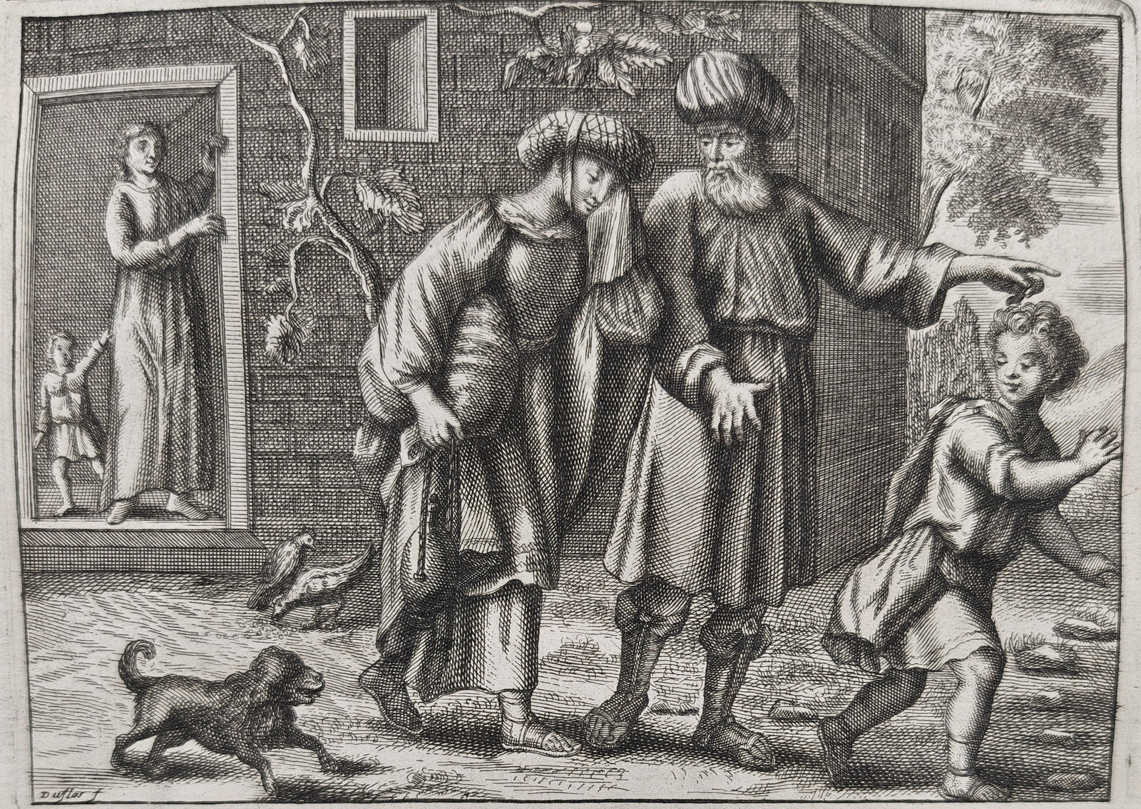 Nicolas Fontaine – Expulsion of Ishmael – Engraving (18th Century) (1 of 3)