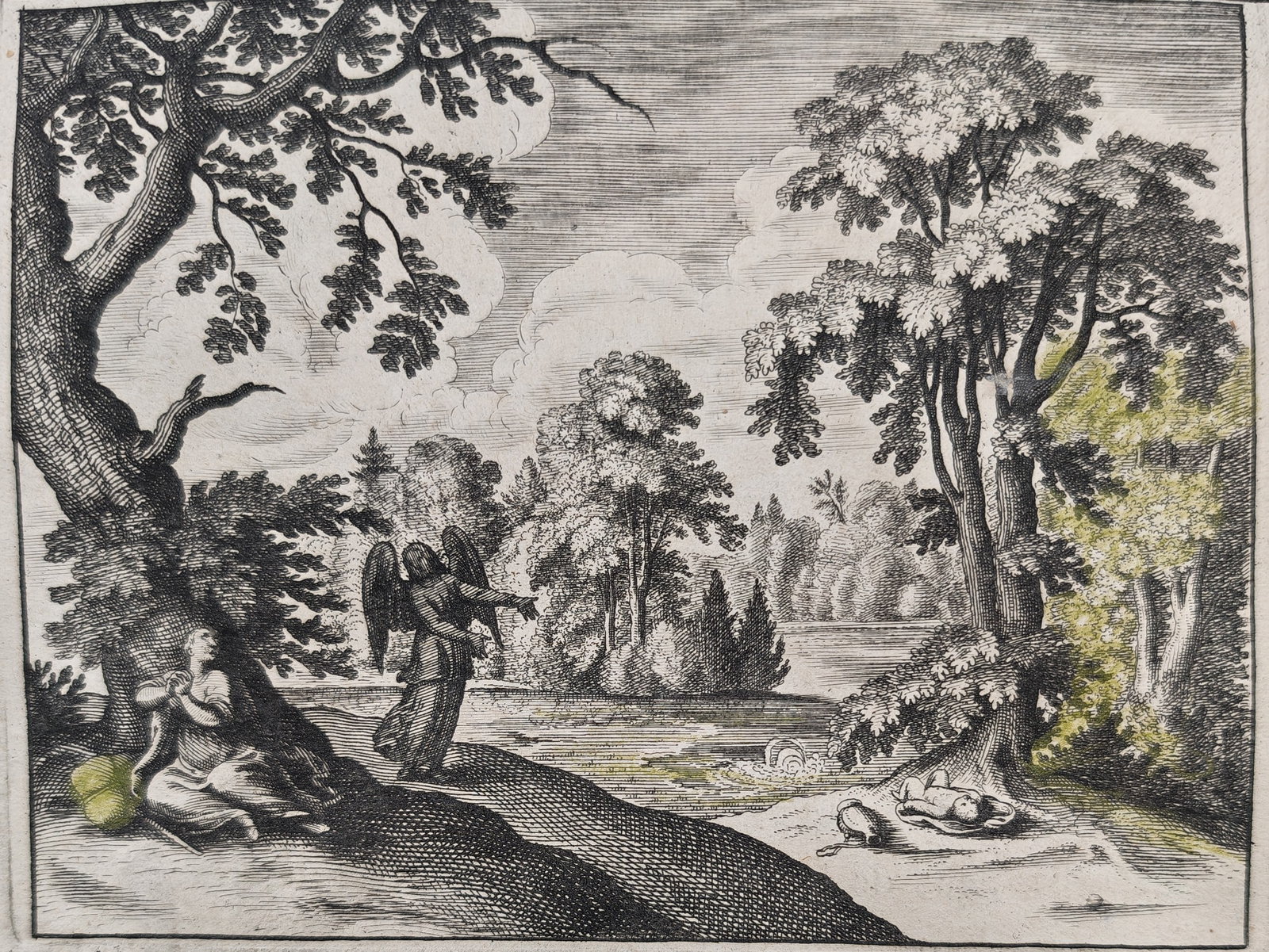 Nicolas Fontaine – Flight of Hagar – Engraving (18th Century) (1 of 3)