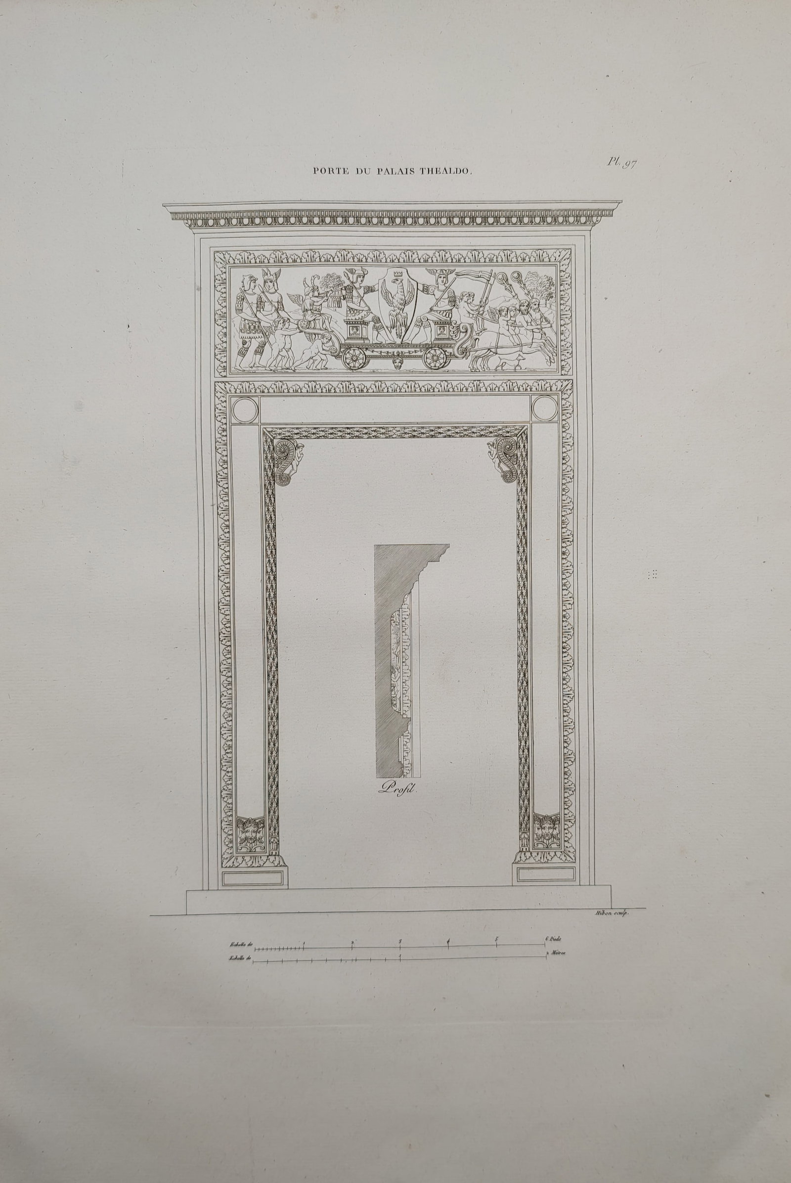 Auguste Hibon – Door of the Thealdo Palace – Engraving (19th Century) (1 of 1)